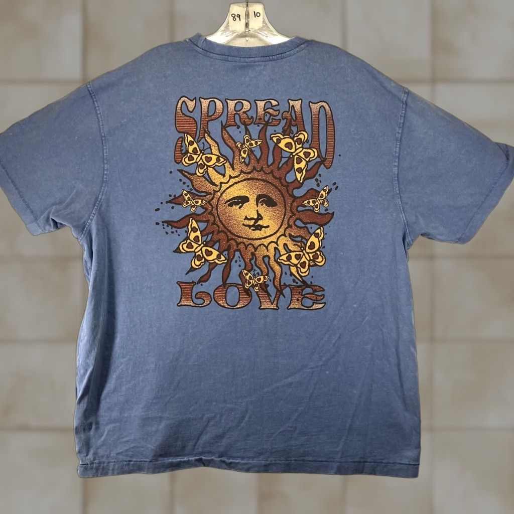 Etro Retro 90s Graphic T Shirt Xl Blue Whimsigoth Sun Print Cotton Short Sleeve Unisex Hoodie, Sweatshirt | PodTeesHub.com