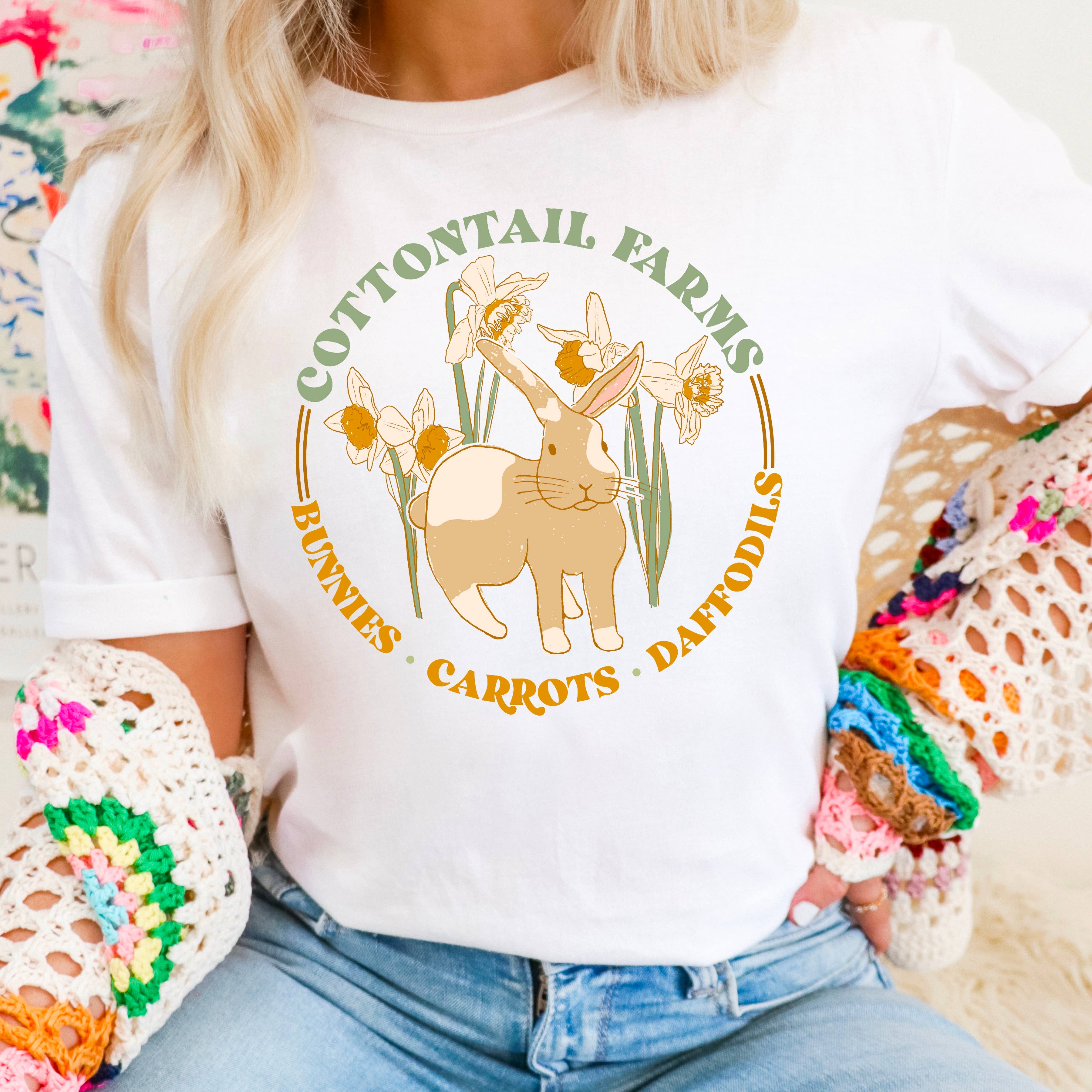 Easter Graphic Shirt | Cottontail Farms Graphic Tee | Gildan Hoodie, Sweatshirt | PodTeesHub.com