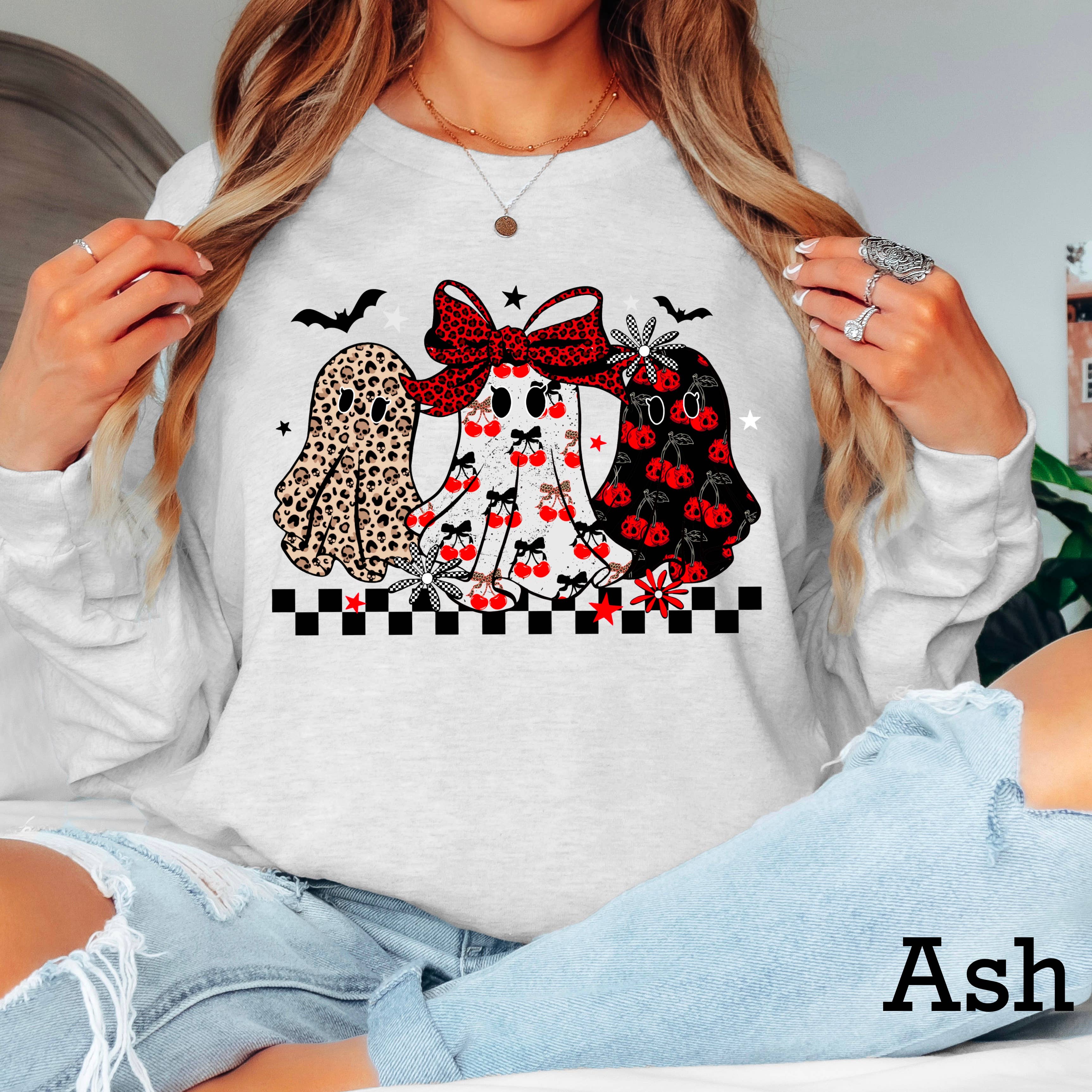 Leopard Ghost Halloween 2025 Long Sleeve Shirt | Gildan Hoodie, Sweatshirt | PodTeesHub.com
