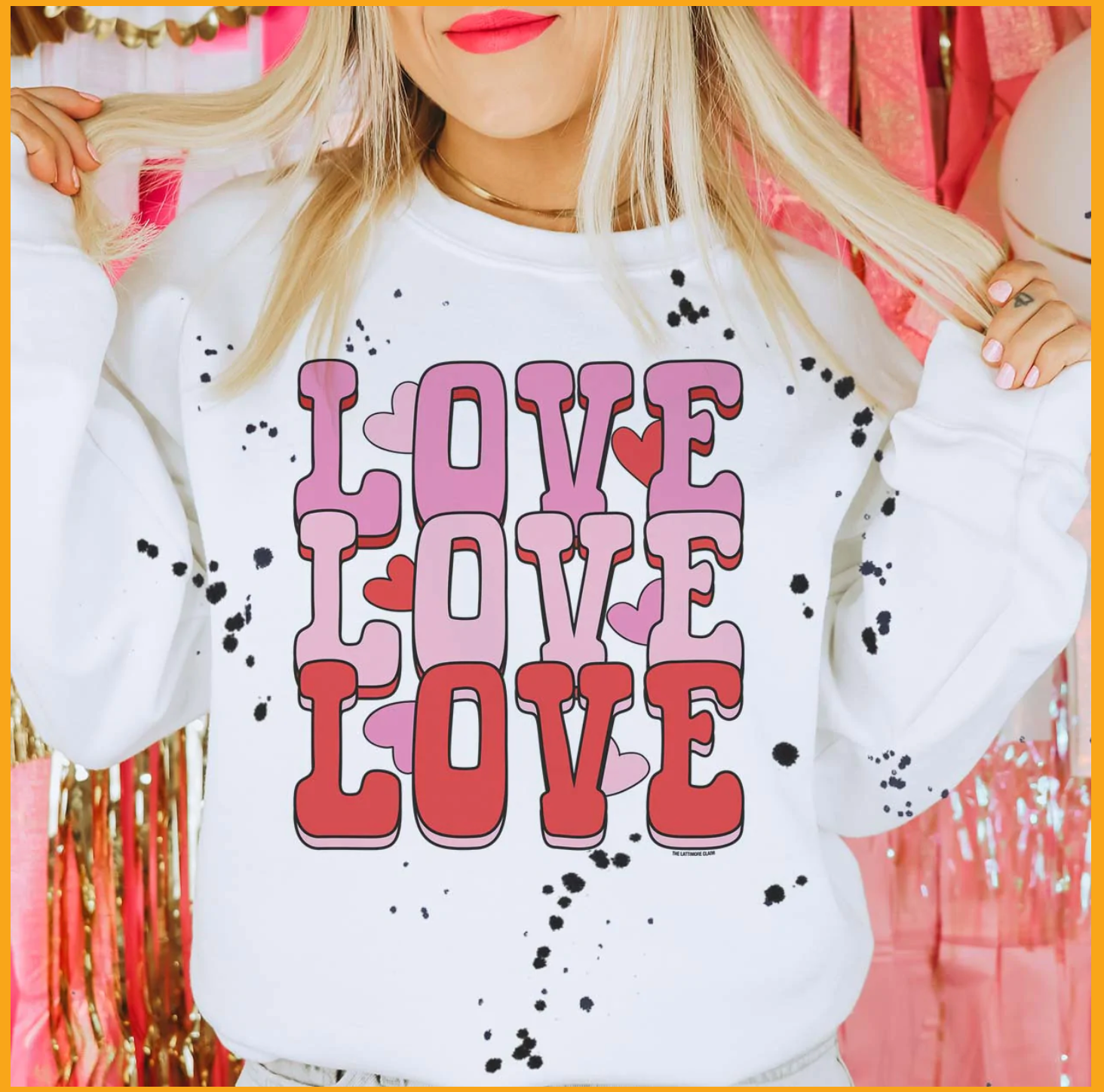 Love, Love, Love - White Sweatshirt Black Splatter T-Shirts, Hoodie | PodTeesHub.com