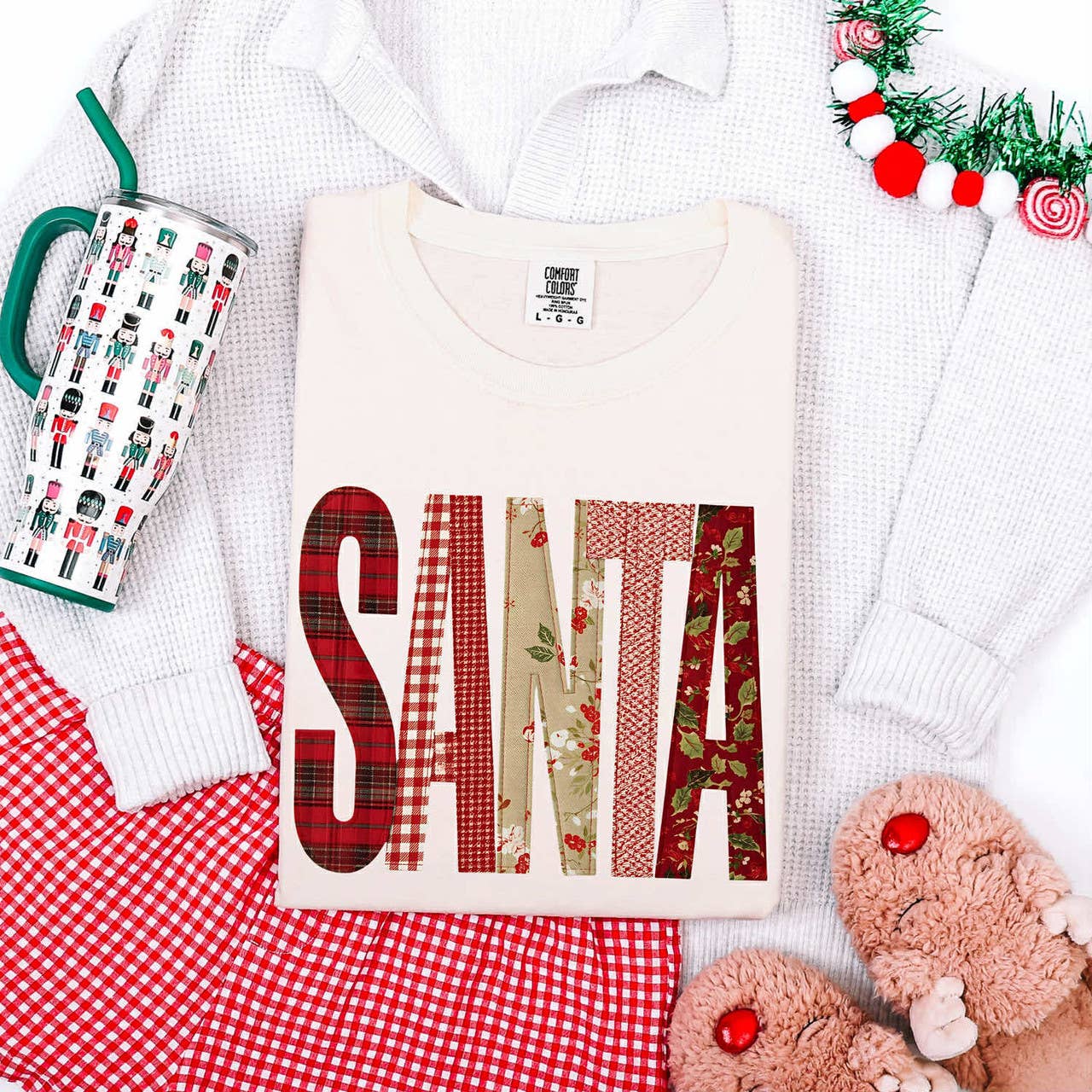 Faux Quilted Santa Tee Hoodie, Sweatshirt | PodTeesHub.com