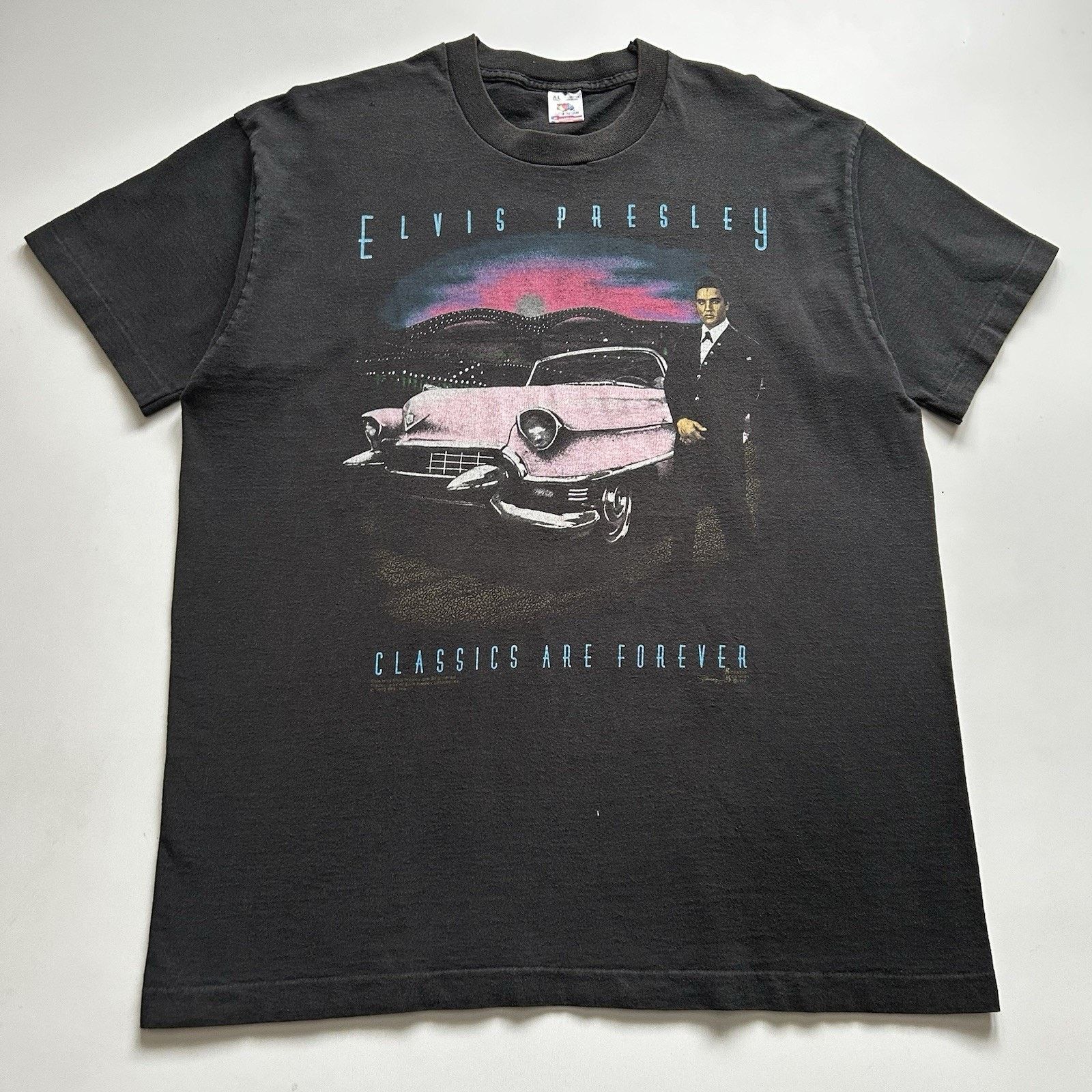 Fruit Of The Loom X Vintage Vintage 90s Elvis Presley T Shirt Xl 1992 Faded Black Rare Hoodie, Sweatshirt | PodTeesHub.com