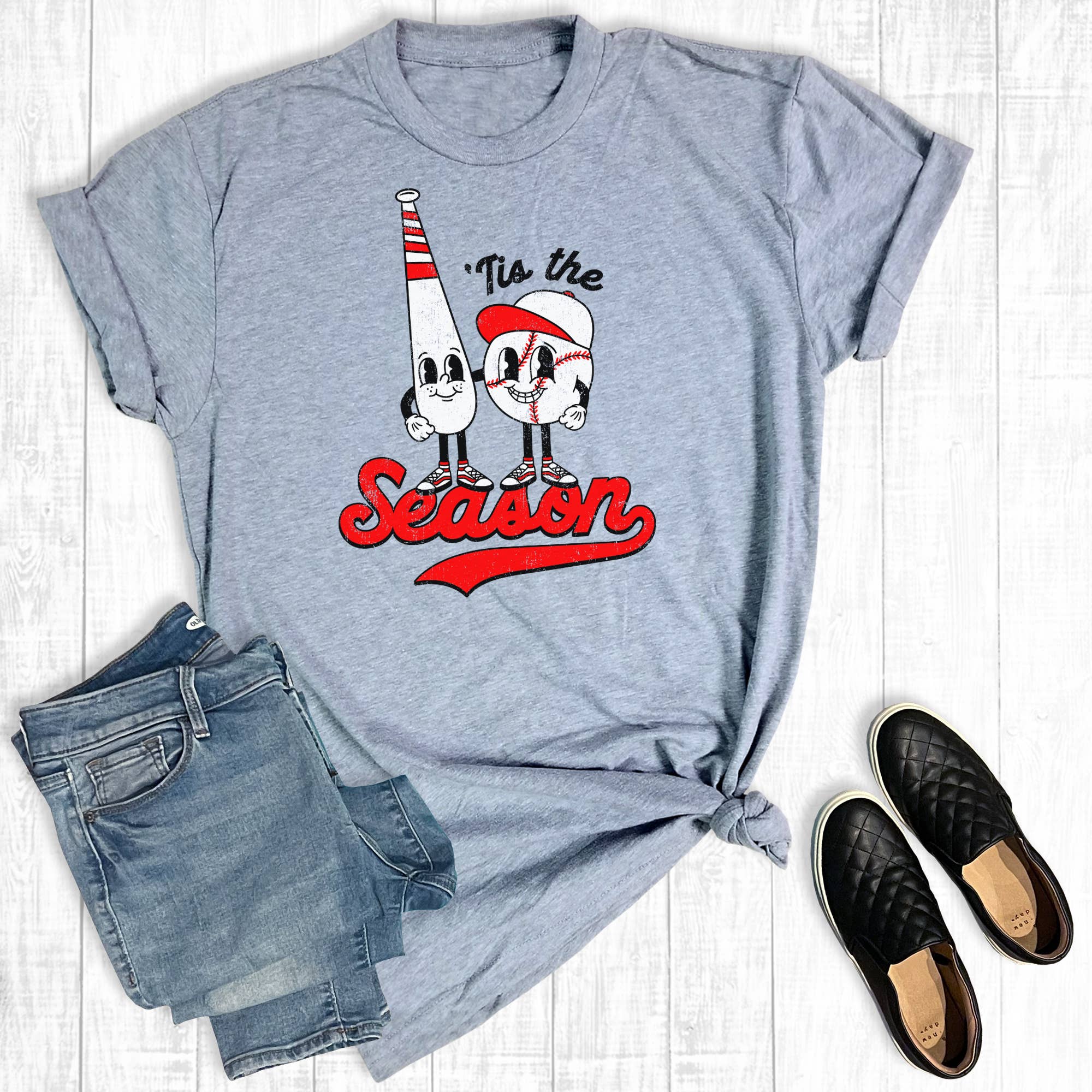 Baseball Vintage Tis the Season Graphic Tee Hoodie, Sweatshirt | PodTeesHub.com