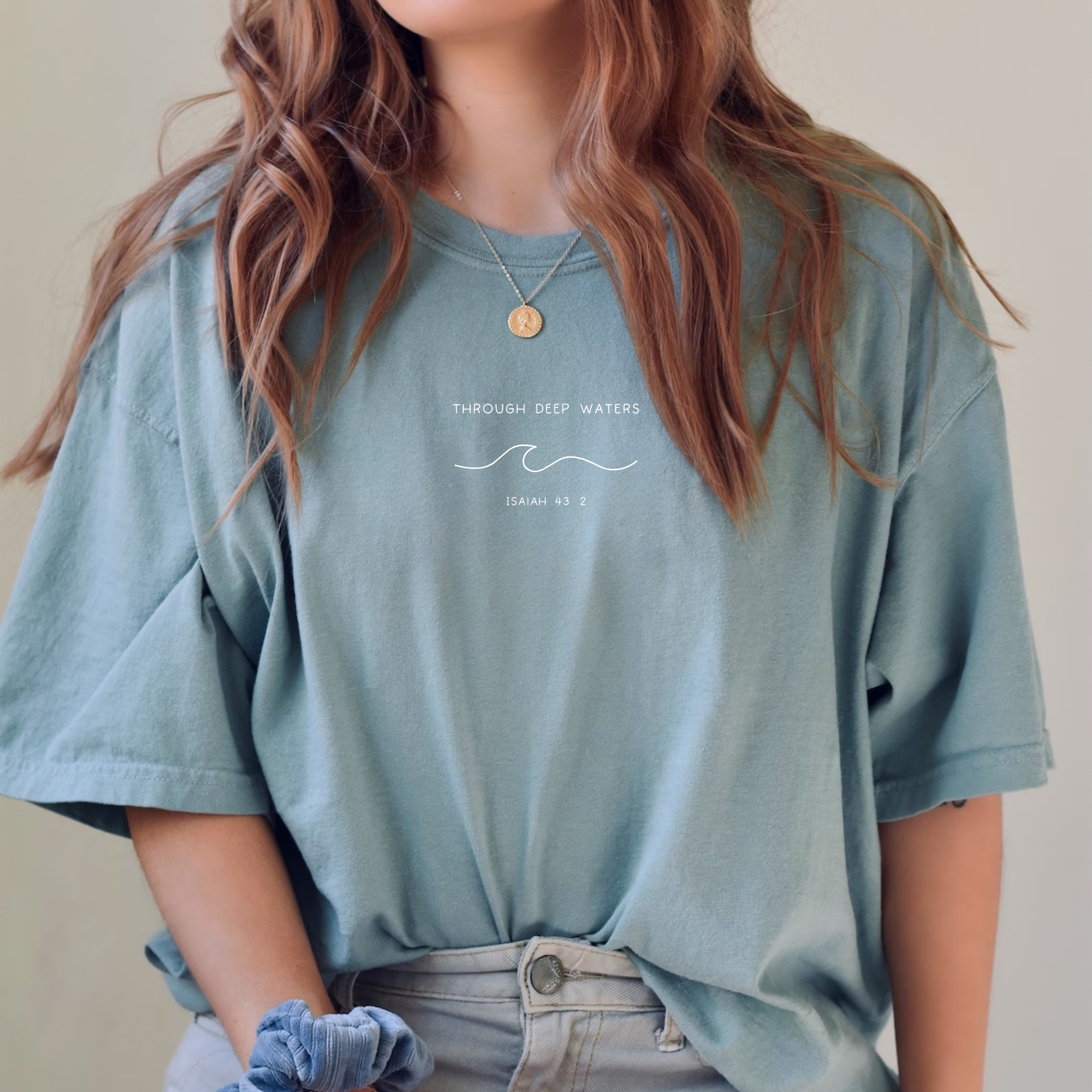Through Deep Waters Bible Verse Waves Comfort Colors T-Shirt Hoodie, Sweatshirt | PodTeesHub.com