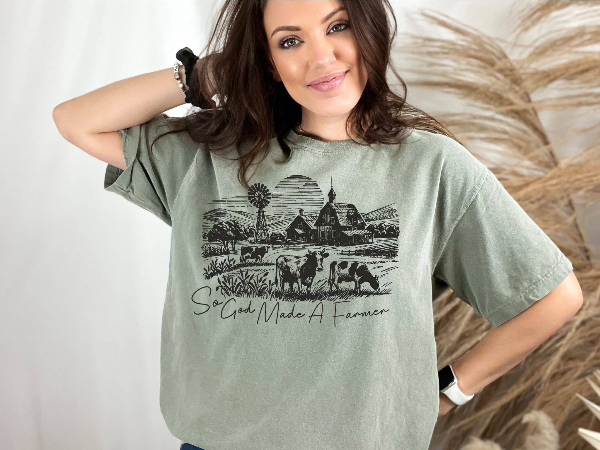 Western God Made Farmer Faith Comfort Colors Graphic Tee Hoodie, Sweatshirt | PodTeesHub.com