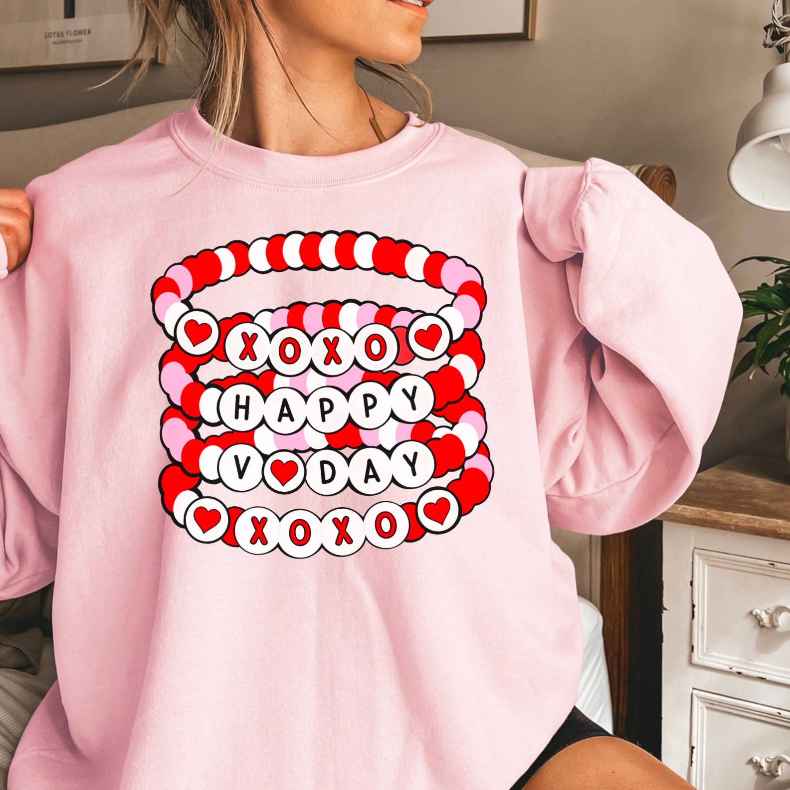 Valentine Friendship Bracelet Graphic Crewneck Sweatshirt T-Shirts, Hoodie | PodTeesHub.com