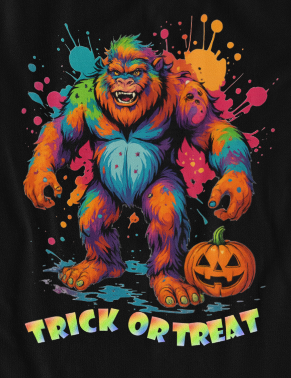 Trick or Treat Bigfoot T-Shirt (Black) Hoodie, Sweatshirt | PodTeesHub.com