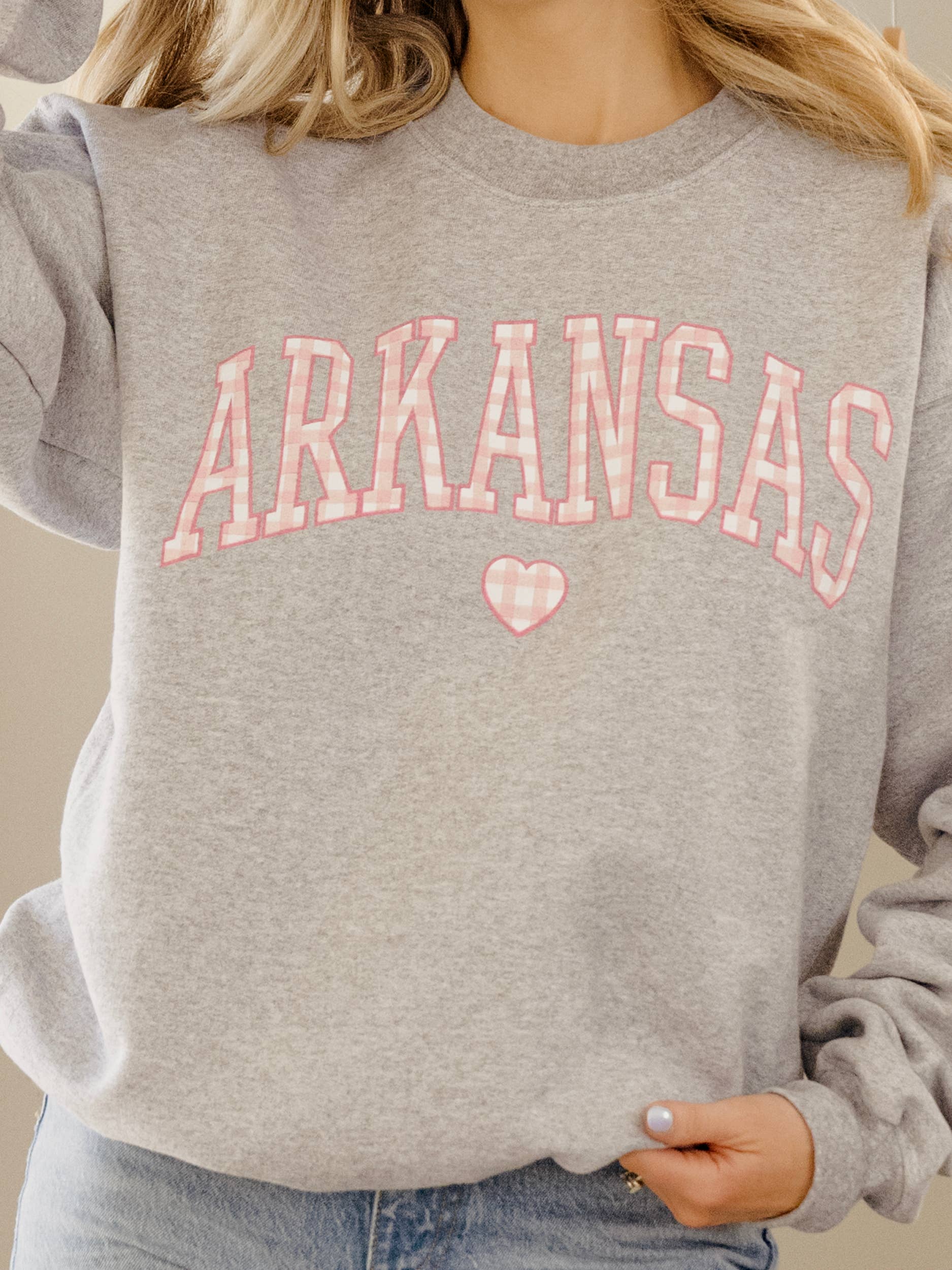 Arkansas Gingham Heart Gray Sweatshirt T-Shirts, Hoodie | PodTeesHub.com