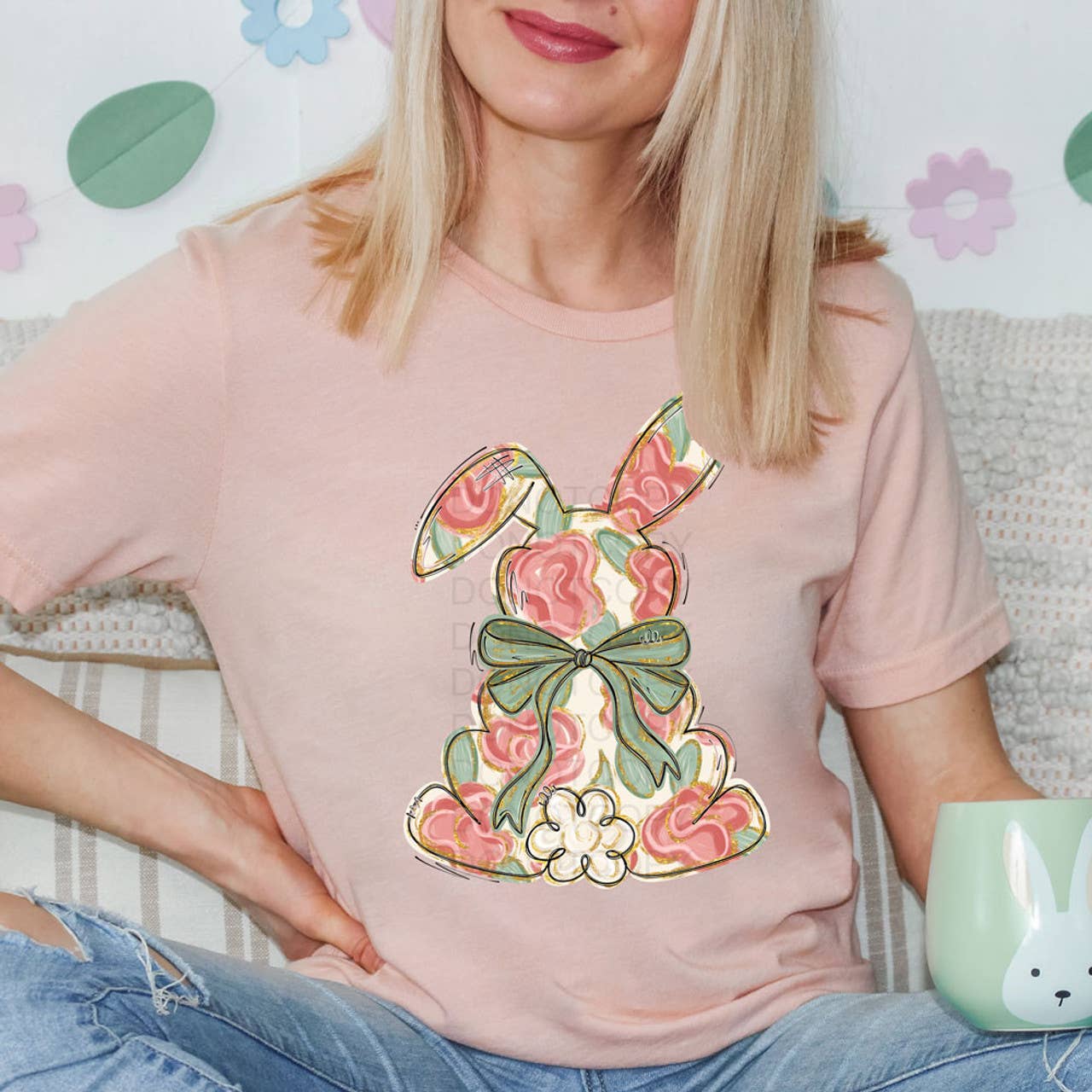 Floral Easter Bunny Tee Hoodie, Sweatshirt | PodTeesHub.com
