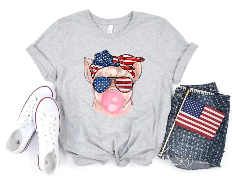 4th of July Cat Bubblegum T-Shirt Hoodie, Sweatshirt | PodTeesHub.com