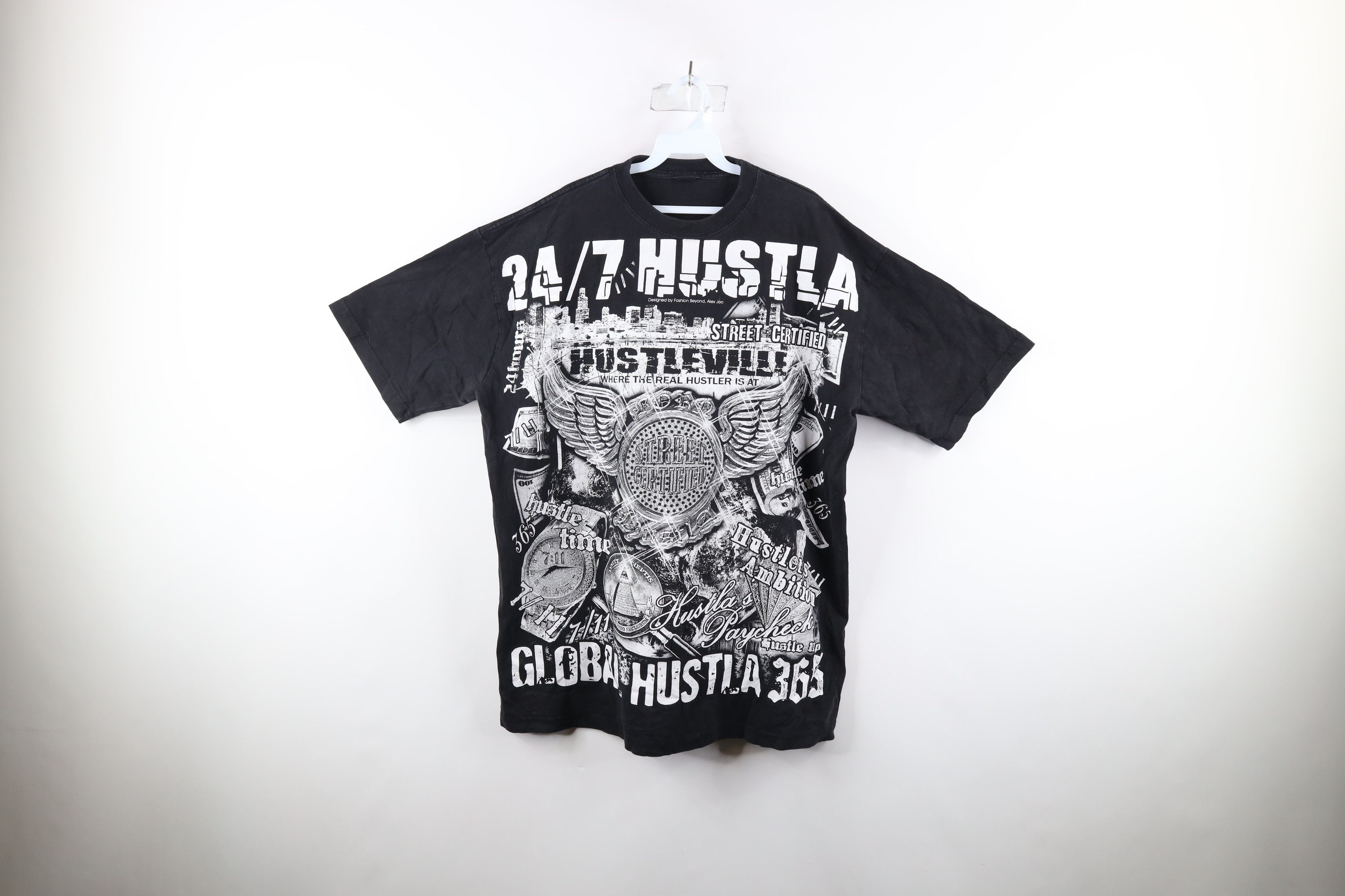 Vintage Streetwear All Over Print Hustler Hip Hop T Shirt Hoodie, Sweatshirt | PodTeesHub.com