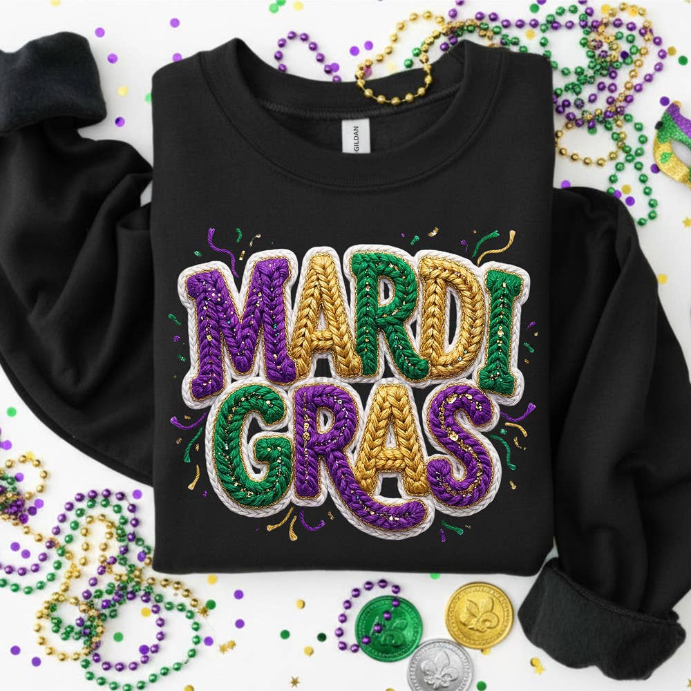 Faux Yarn Patch Mardi Gras Sweatshirt T-Shirts, Hoodie | PodTeesHub.com