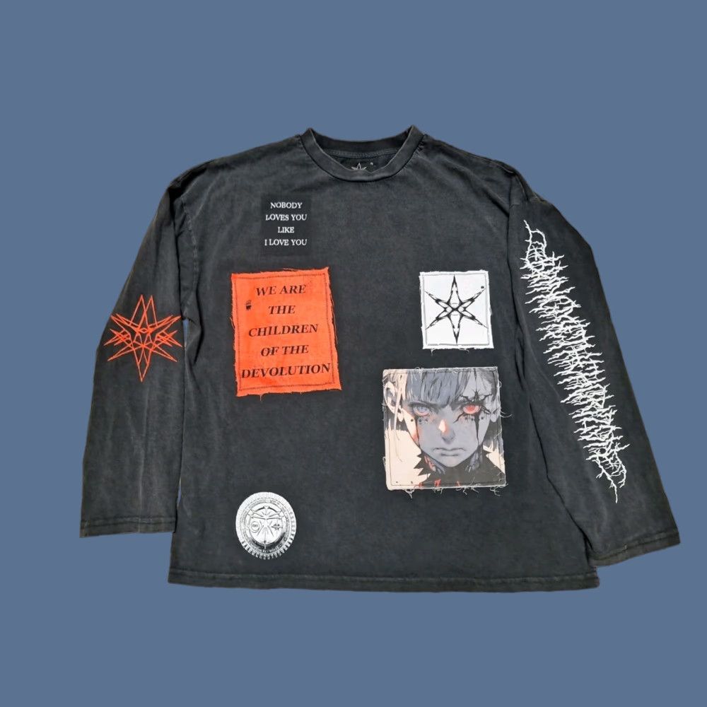 Vintage Horizon Supply Co Horror Anime Goth Punk Rock Long Sleeve T Shirt M Black Mens Distr Hoodie, Sweatshirt