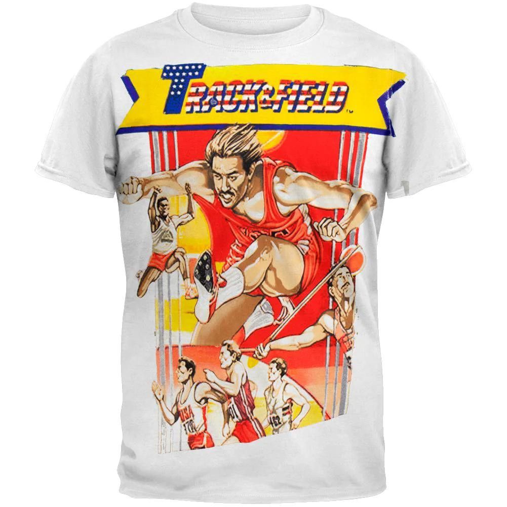 Designer Vintage Track Field Video Game Shirt Nes Konami T Shirt Hoodie, Sweatshirt | PodTeesHub.com