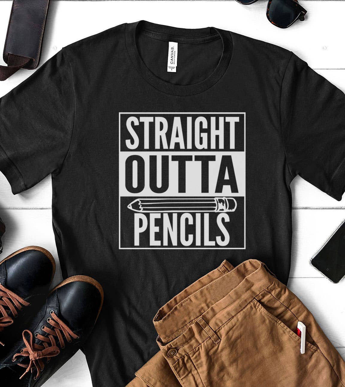 Straight Outta Pencils - Teacher School Funny Gift T-Shirt Hoodie, Sweatshirt | PodTeesHub.com