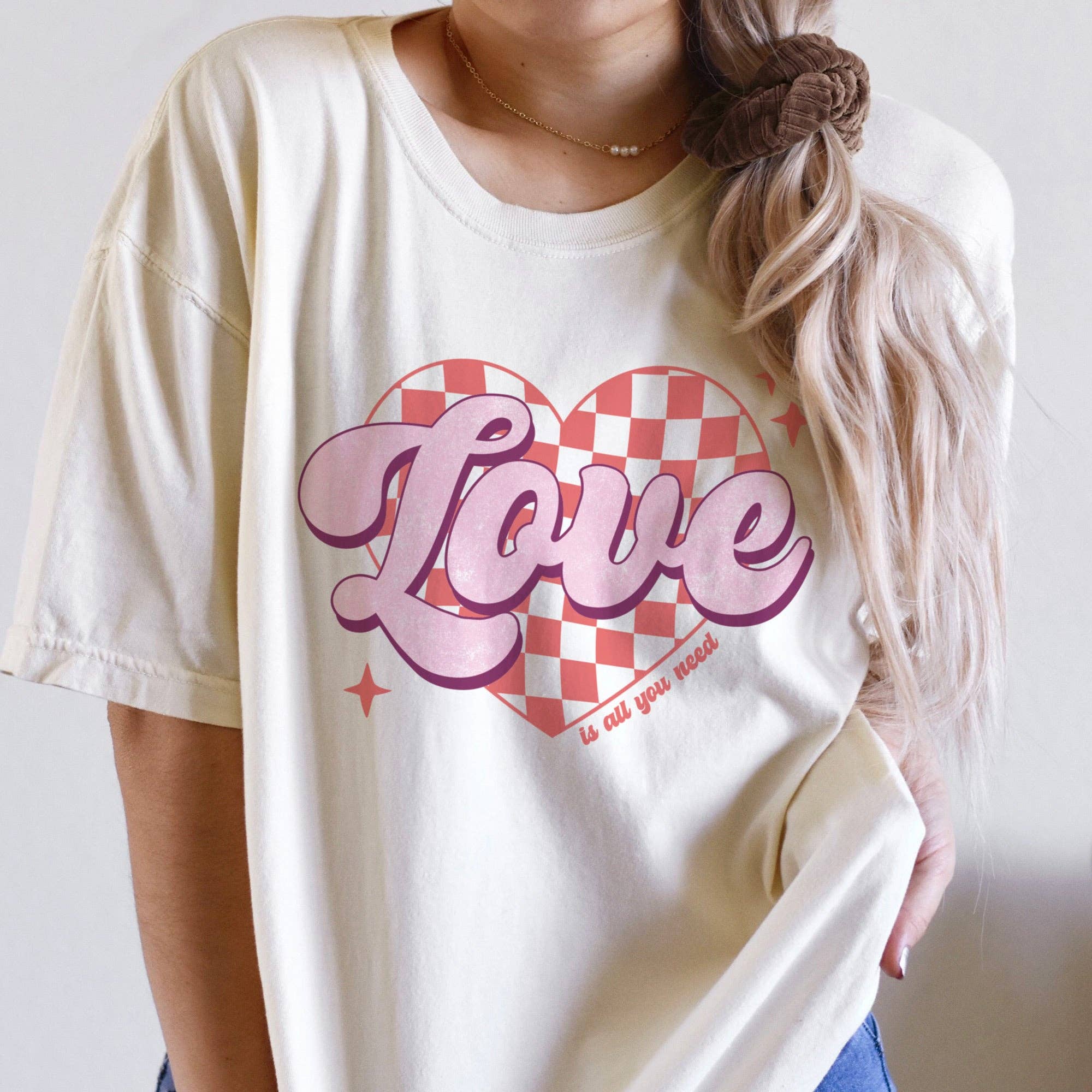 Love Is All You Need Retro Comfort Colors Garment Dyed Tee Hoodie, Sweatshirt | PodTeesHub.com