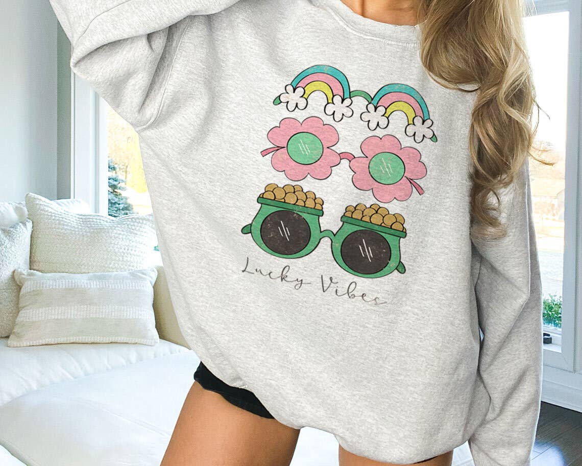 St Patricks Day - Lucky Vibes Gold Rainbow Sweatshirt T-Shirts, Hoodie | PodTeesHub.com