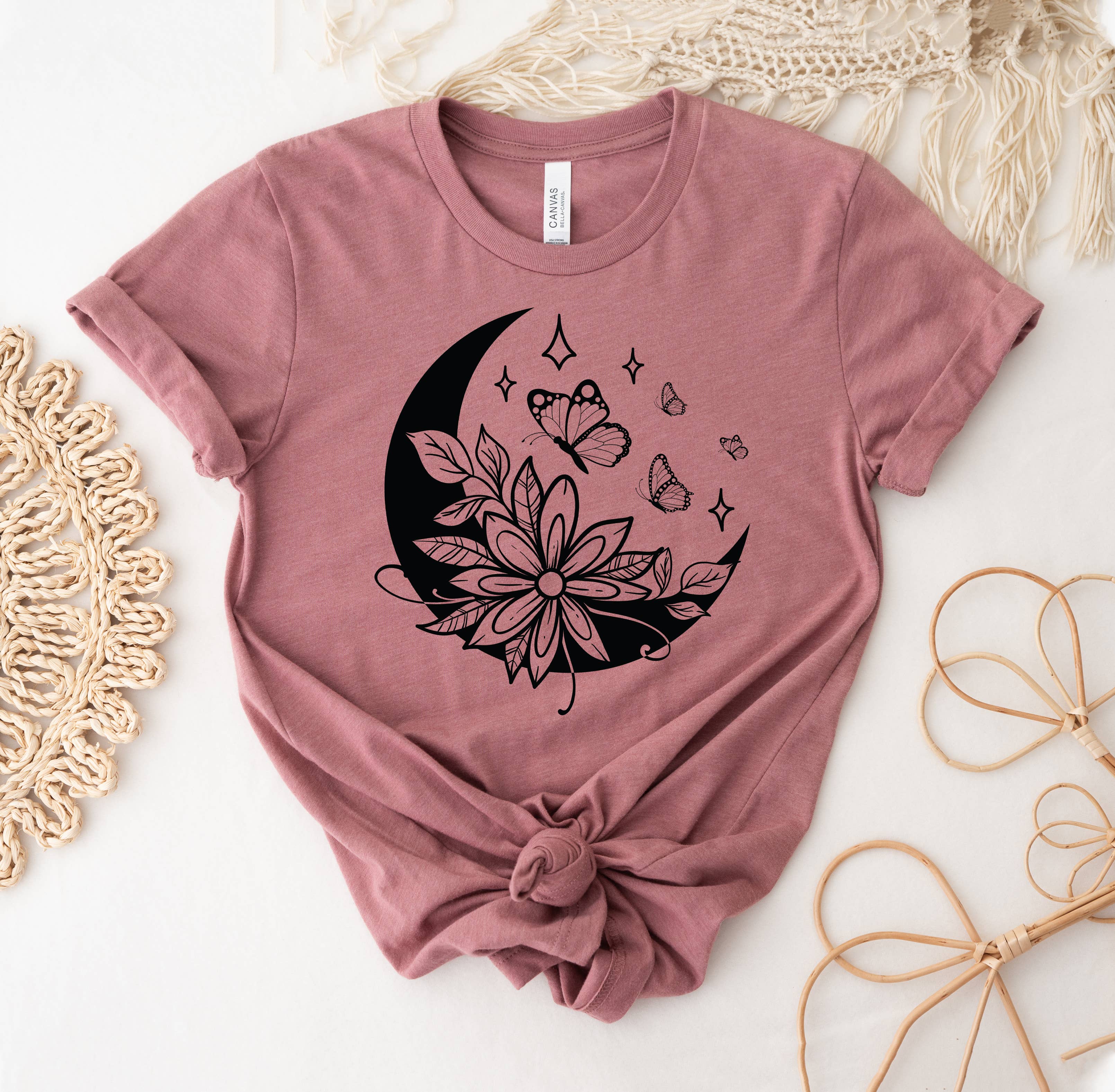 Floral Moon Butterfly T-Shirt Hoodie, Sweatshirt | PodTeesHub.com