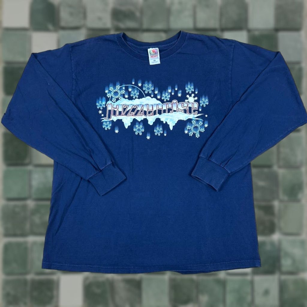 Vintage Jazzercise Long Sleeve Shirt Unisez Xl Blue Graphic Snowflake Cute Core Hoodie, Sweatshirt | PodTeesHub.com