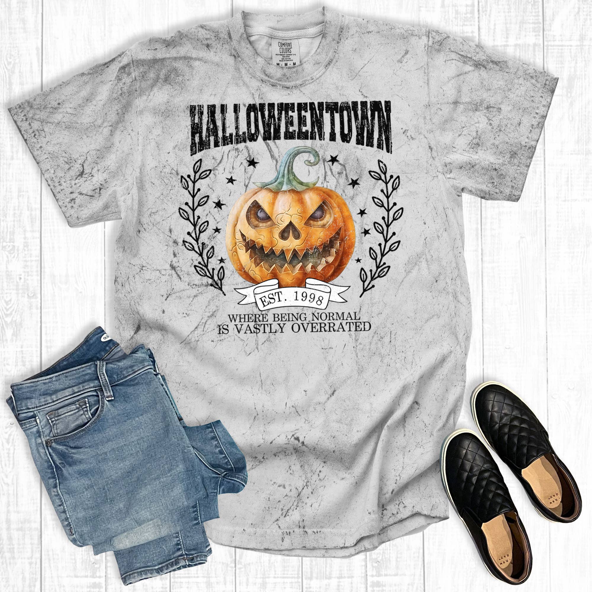 Retro Pumpkin Halloweentown Comfort Colors Graphic Tee Hoodie, Sweatshirt | PodTeesHub.com