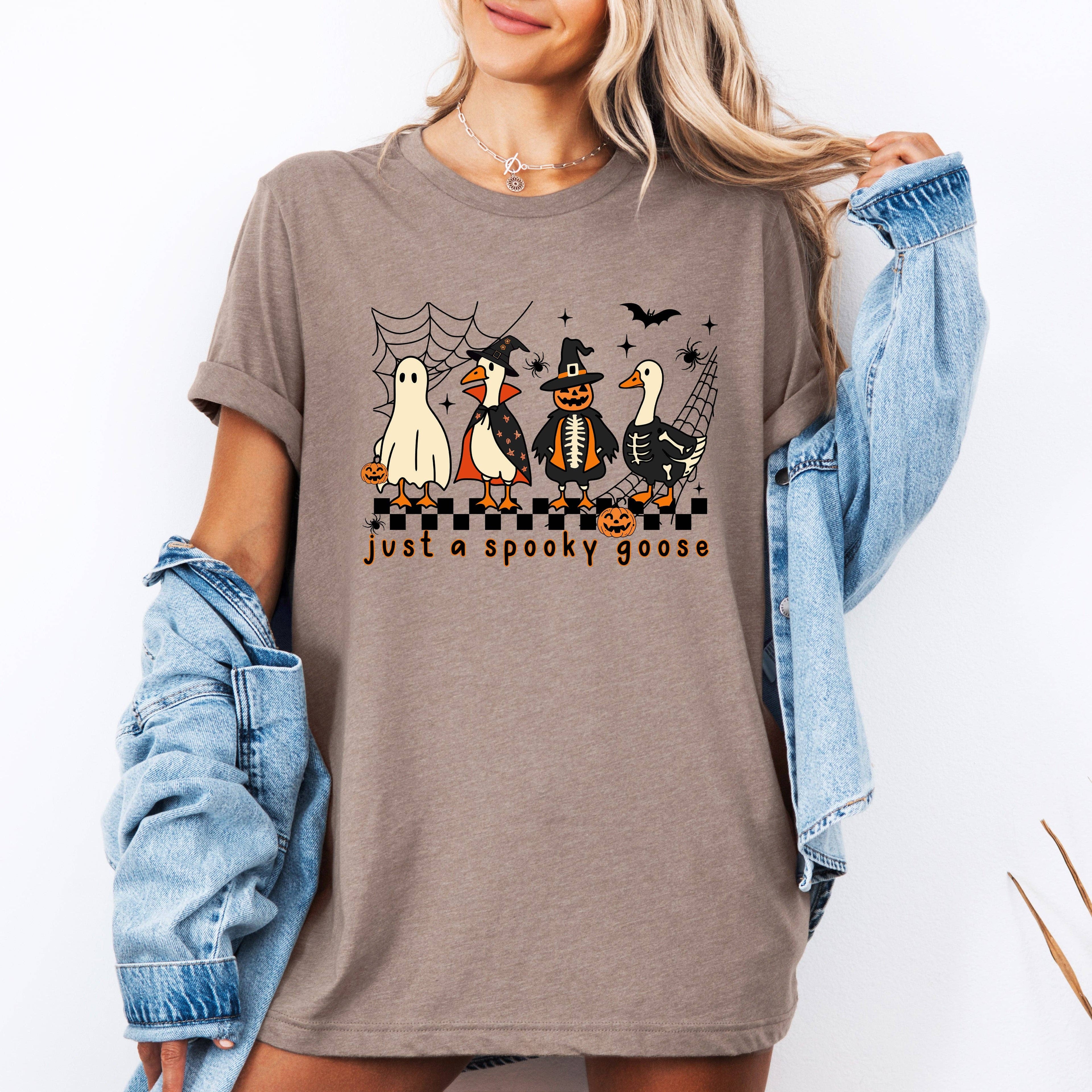 Just A Spooky Goose, Checkered, Halloween, Spooky, Tshirt Hoodie, Sweatshirt | PodTeesHub.com