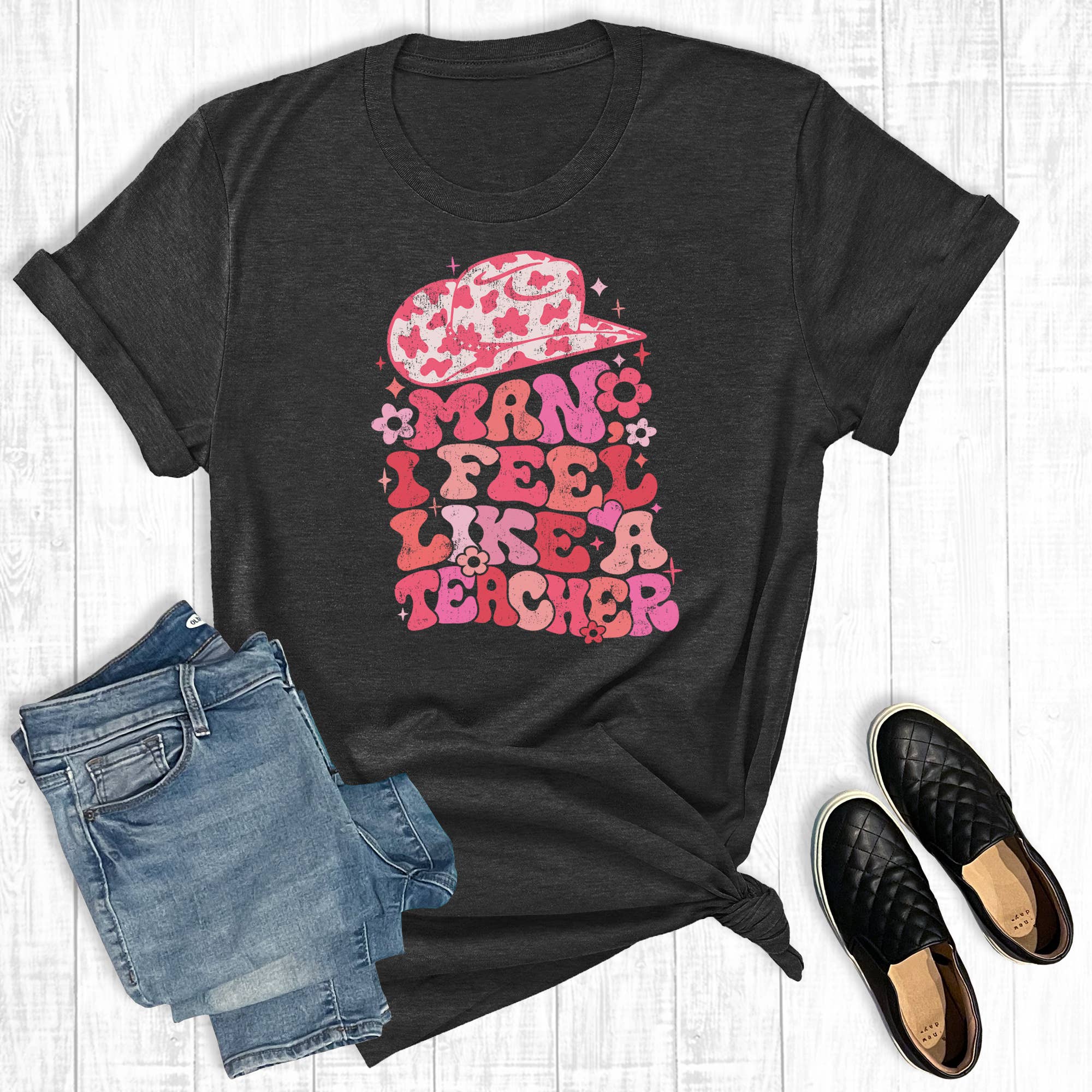 Retro Cowgirl Man I Feel Like A Teacher Graphic Tee Hoodie, Sweatshirt | PodTeesHub.com