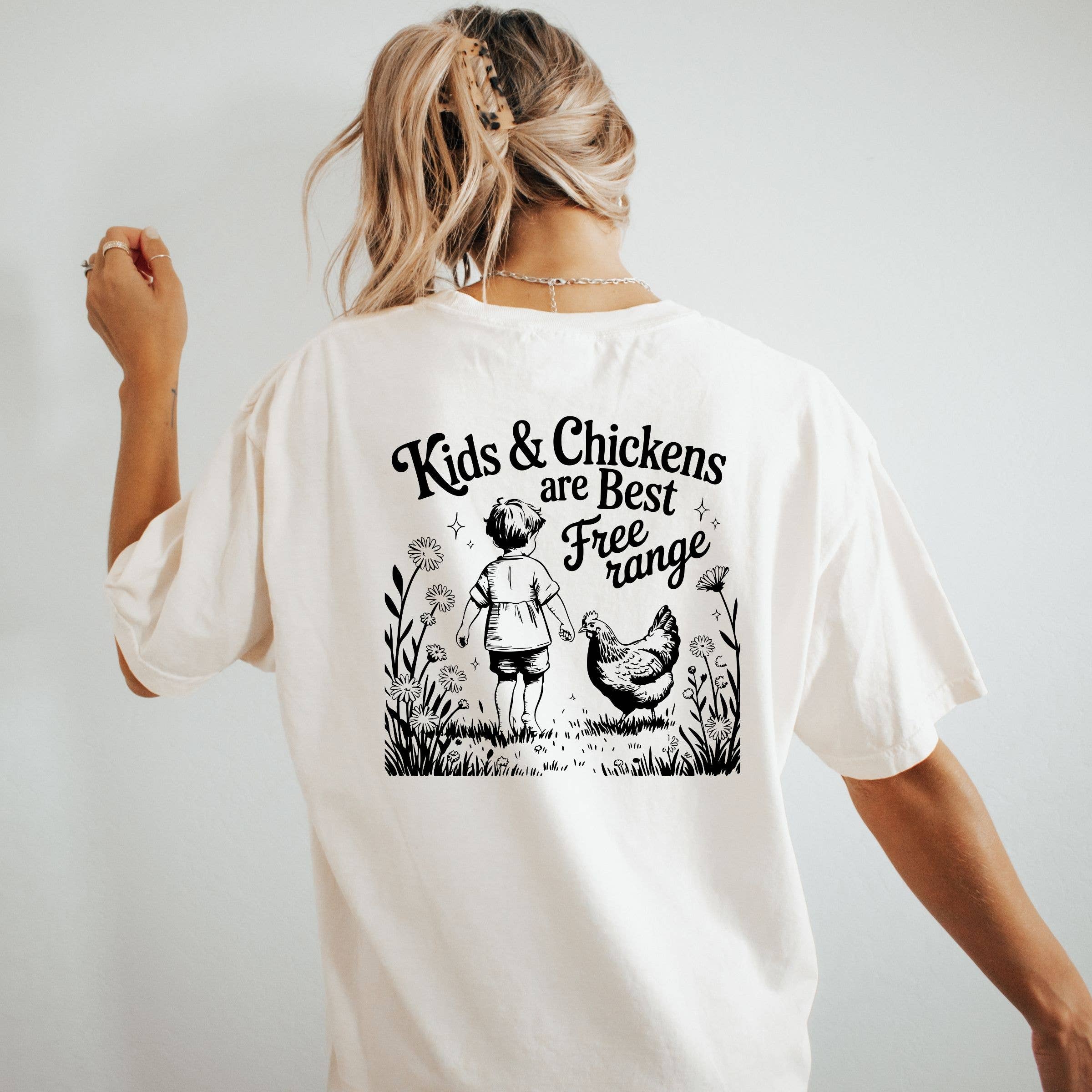 Kids and Chickens Are Best Free Ranging Graphic Spring Tee Hoodie, Sweatshirt | PodTeesHub.com