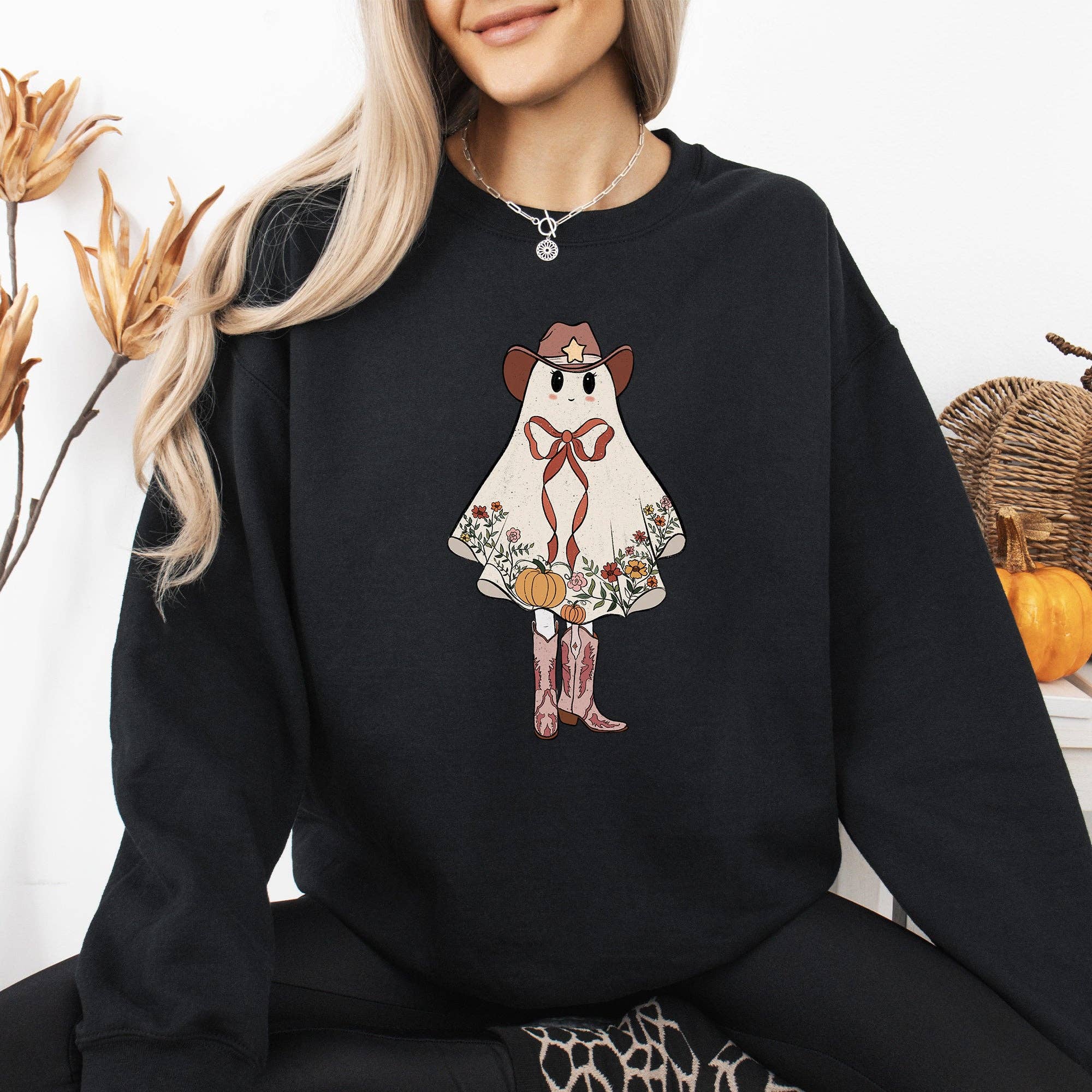 Cute Cowgirl Ghost, Halloween, Western, Spooky, Sweatshirt T-Shirts, Hoodie | PodTeesHub.com