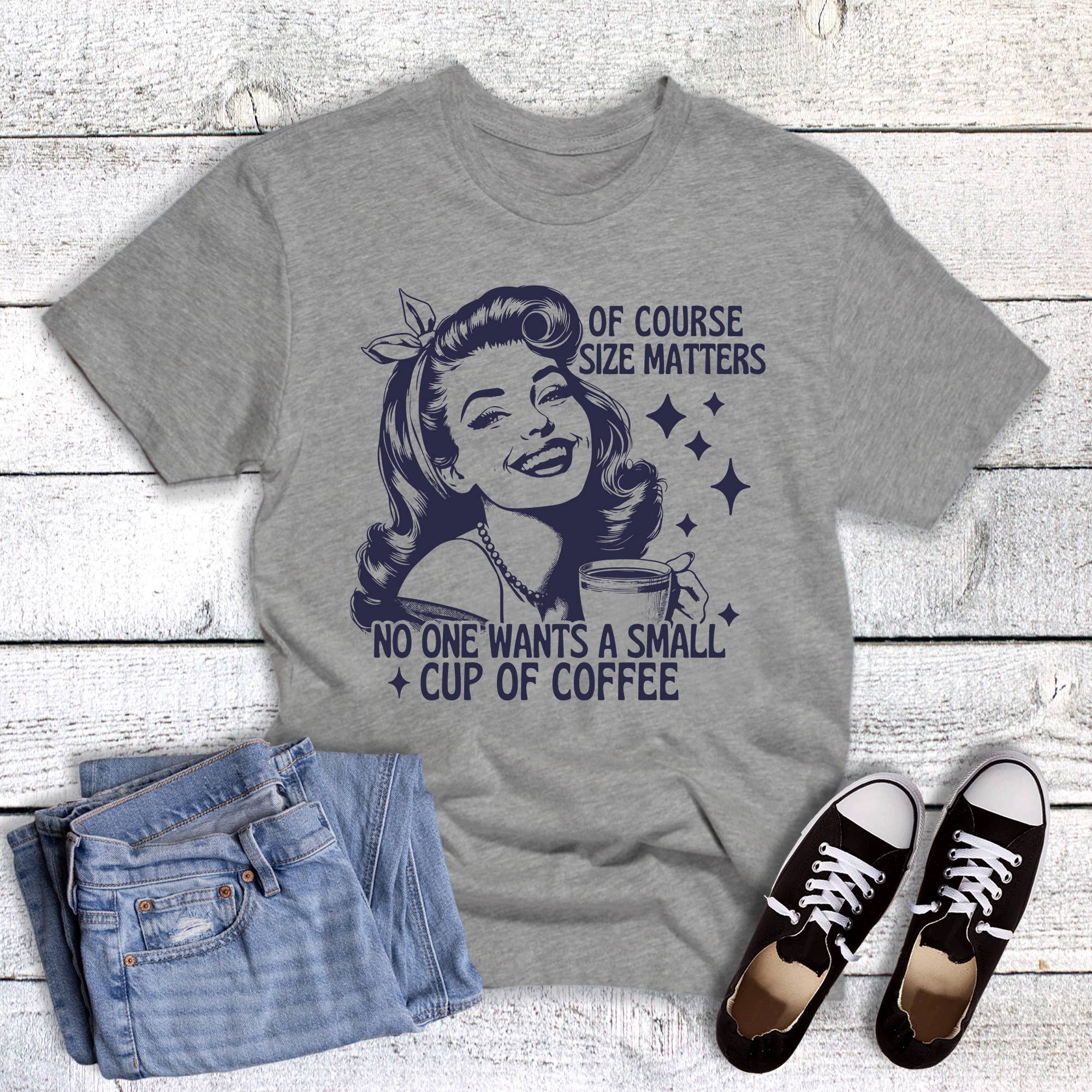 Funny Size Matters Coffee Graphic Tee Hoodie, Sweatshirt | PodTeesHub.com