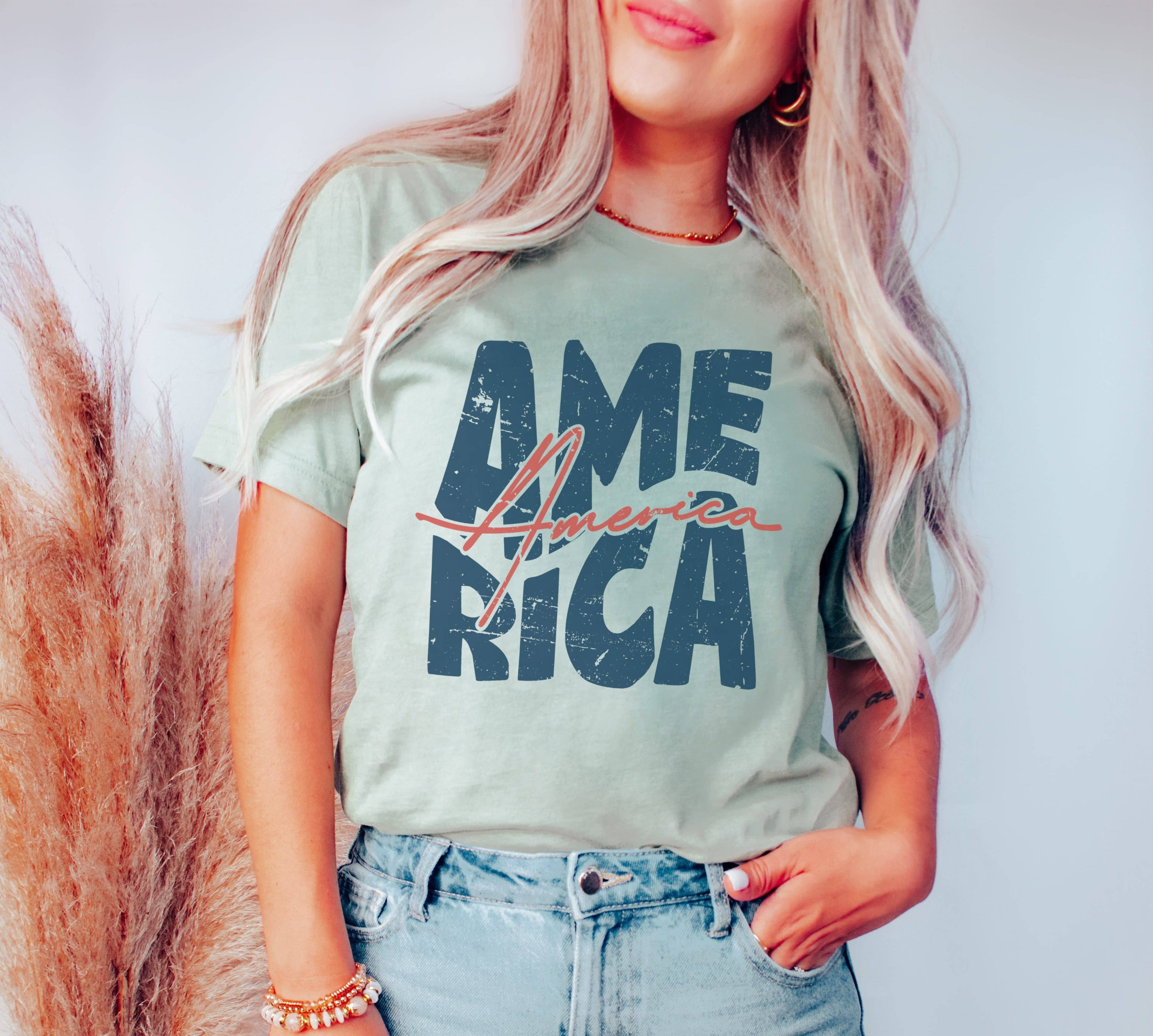 Retro America Tee | Patriotic T Shirt | Usa Tee Hoodie, Sweatshirt | PodTeesHub.com