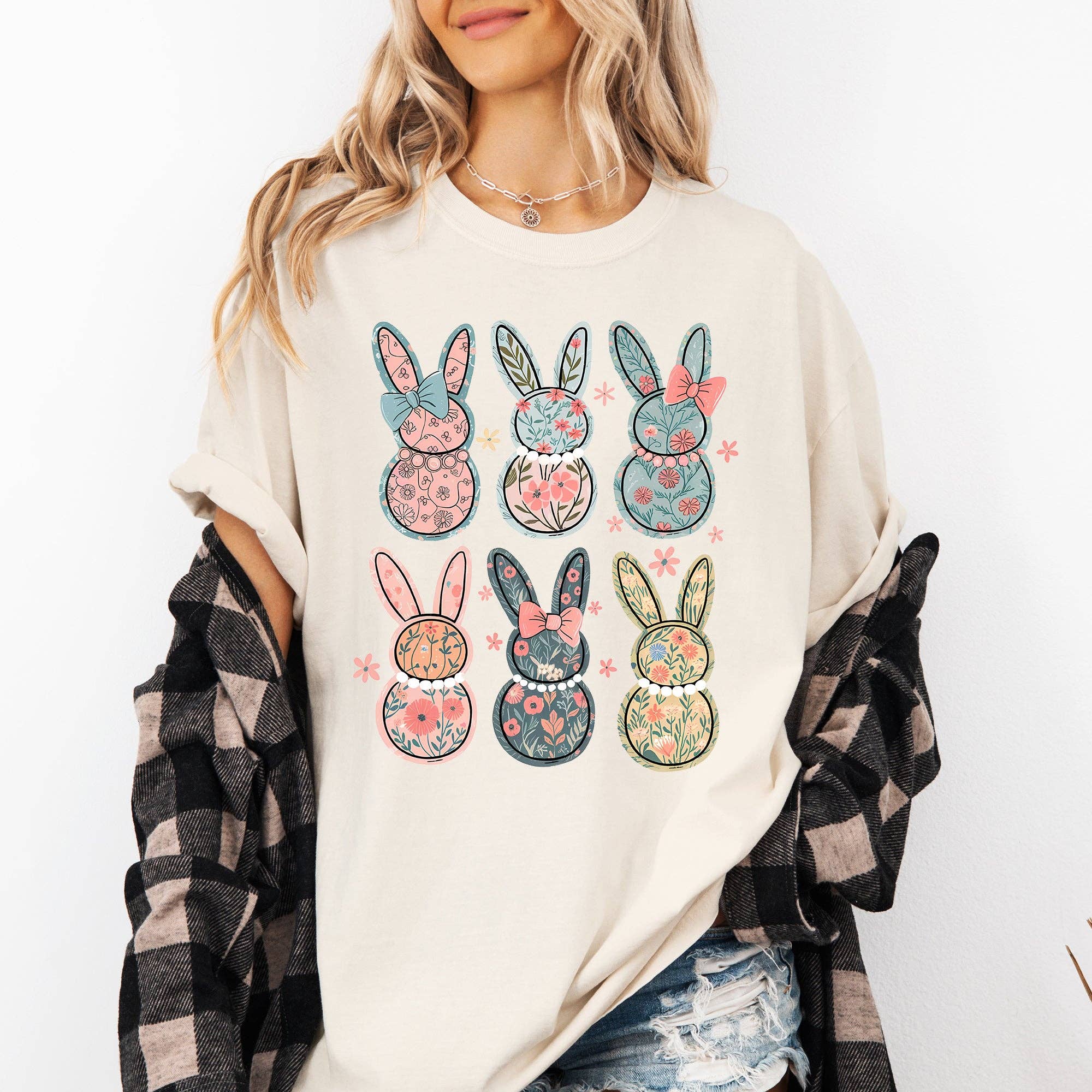 Adorable Floral Bunnies Easter Jesus, Rabbit, Holiday Tshirt Hoodie, Sweatshirt | PodTeesHub.com