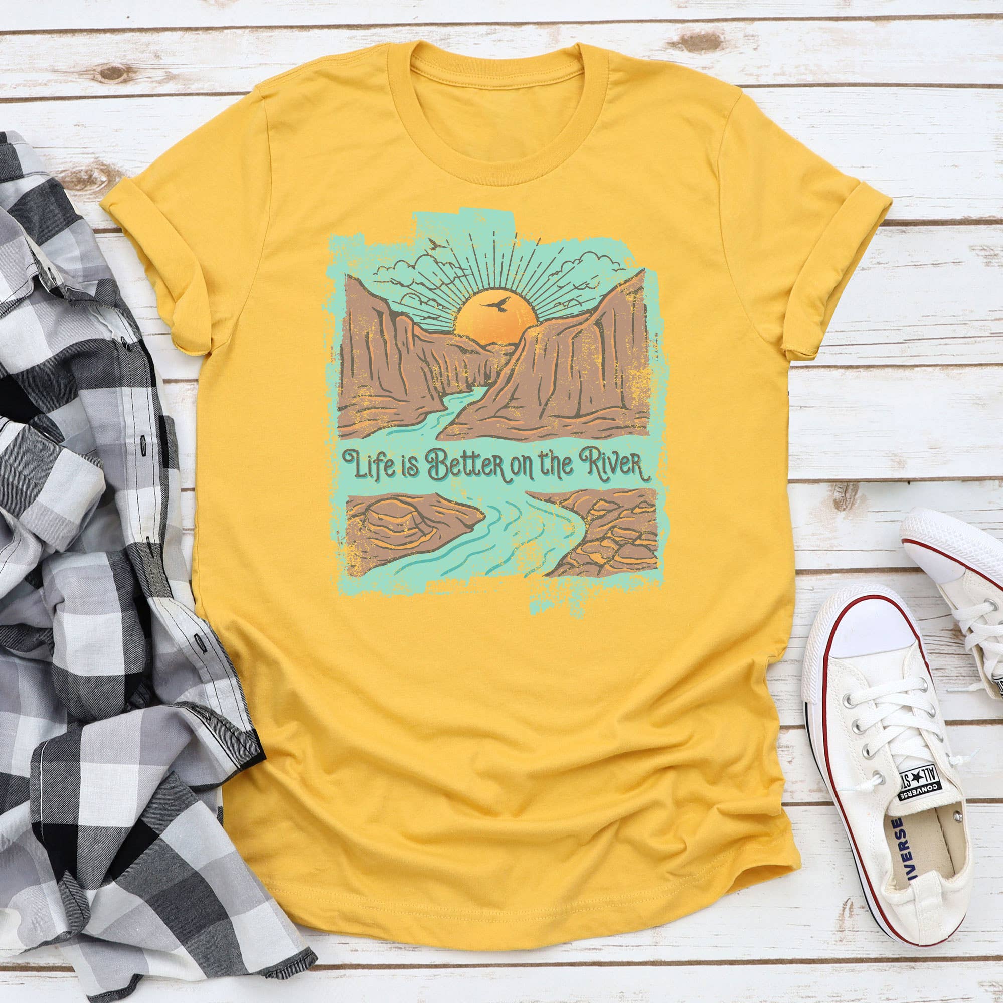 Life Is Better On the River Graphic Tee Hoodie, Sweatshirt | PodTeesHub.com