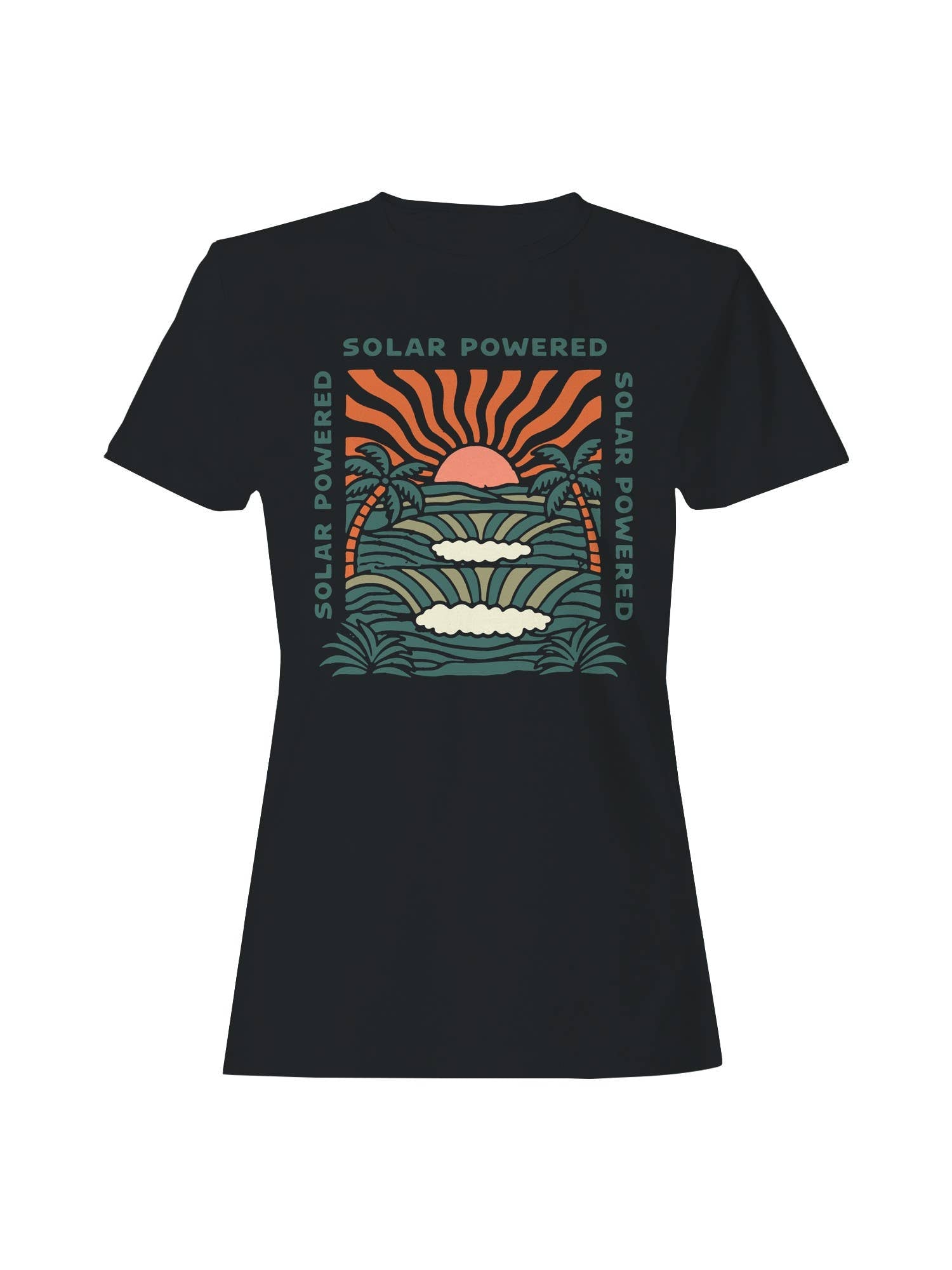 Solar Powered Sunset Paradise Women's T-Shirt Hoodie, Sweatshirt | PodTeesHub.com