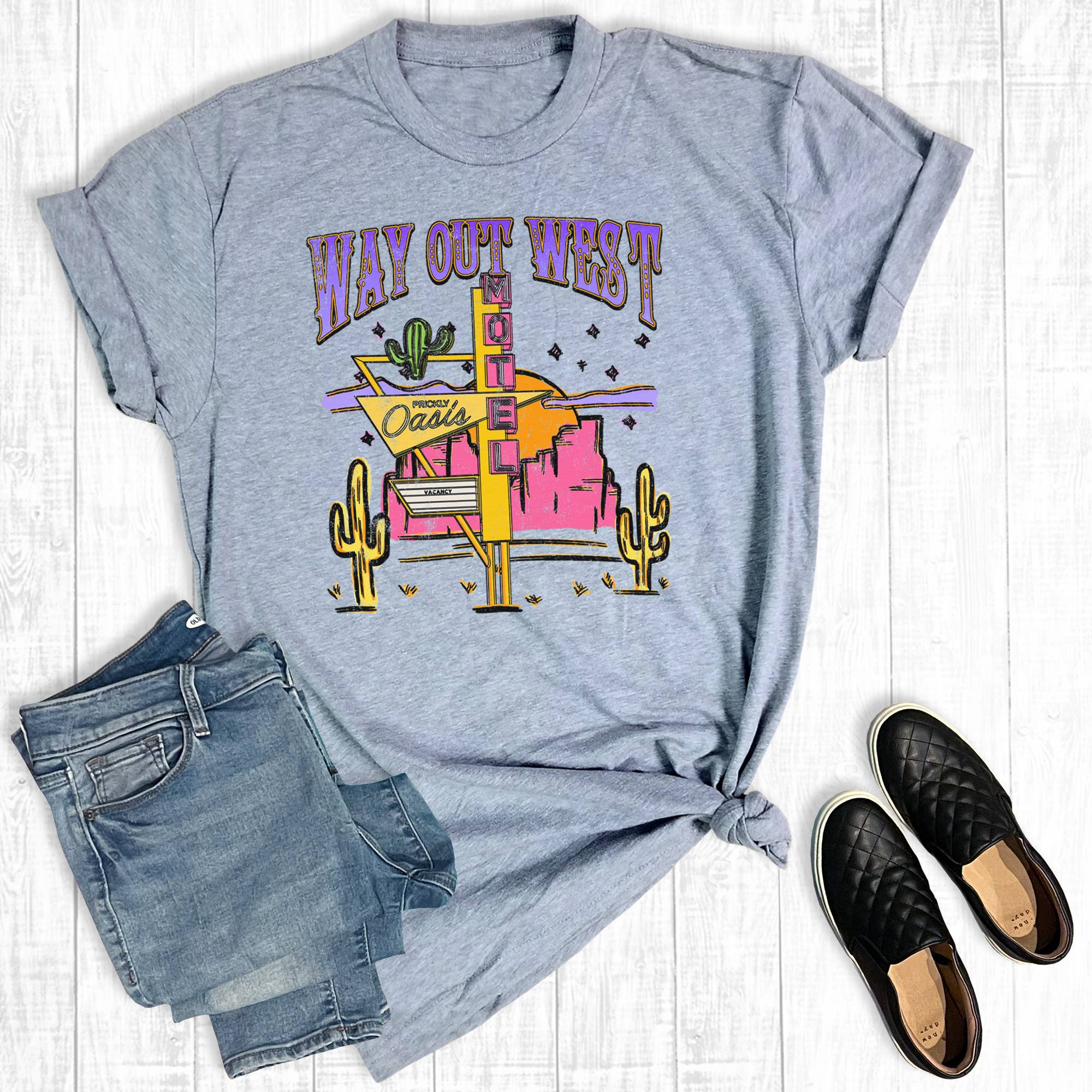 Western Way Out West Motel Graphic Tee Hoodie, Sweatshirt | PodTeesHub.com