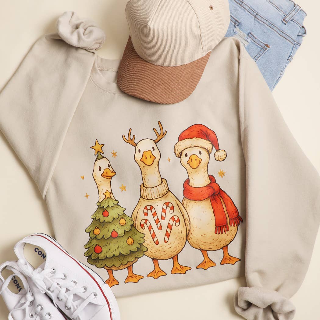 Christmas Goose Family Heavyweight Sweatshirt T-Shirts, Hoodie | PodTeesHub.com