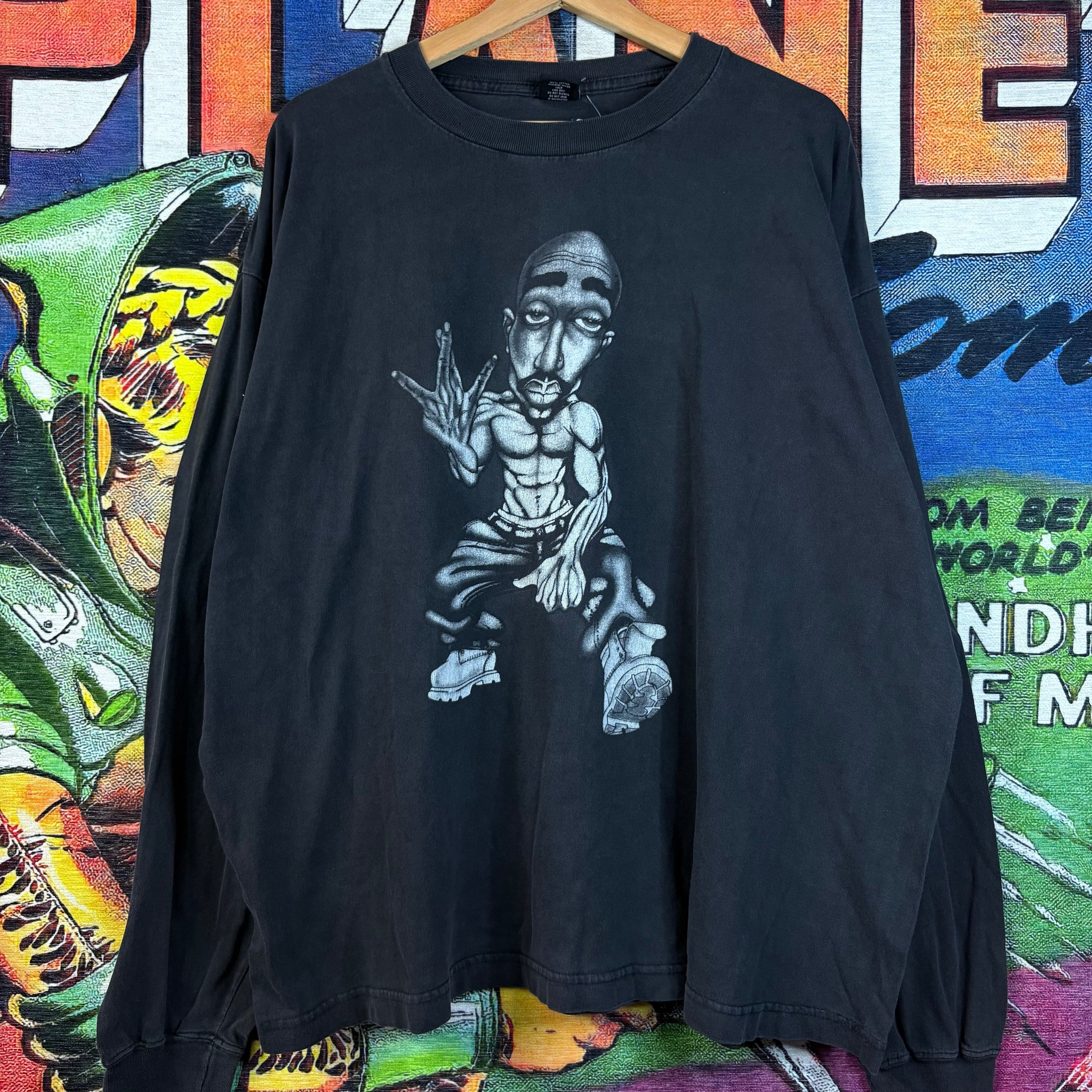 Rap Tees Y2k Tupac Caricature Graphic Tee Size 2xl Hoodie, Sweatshirt | PodTeesHub.com