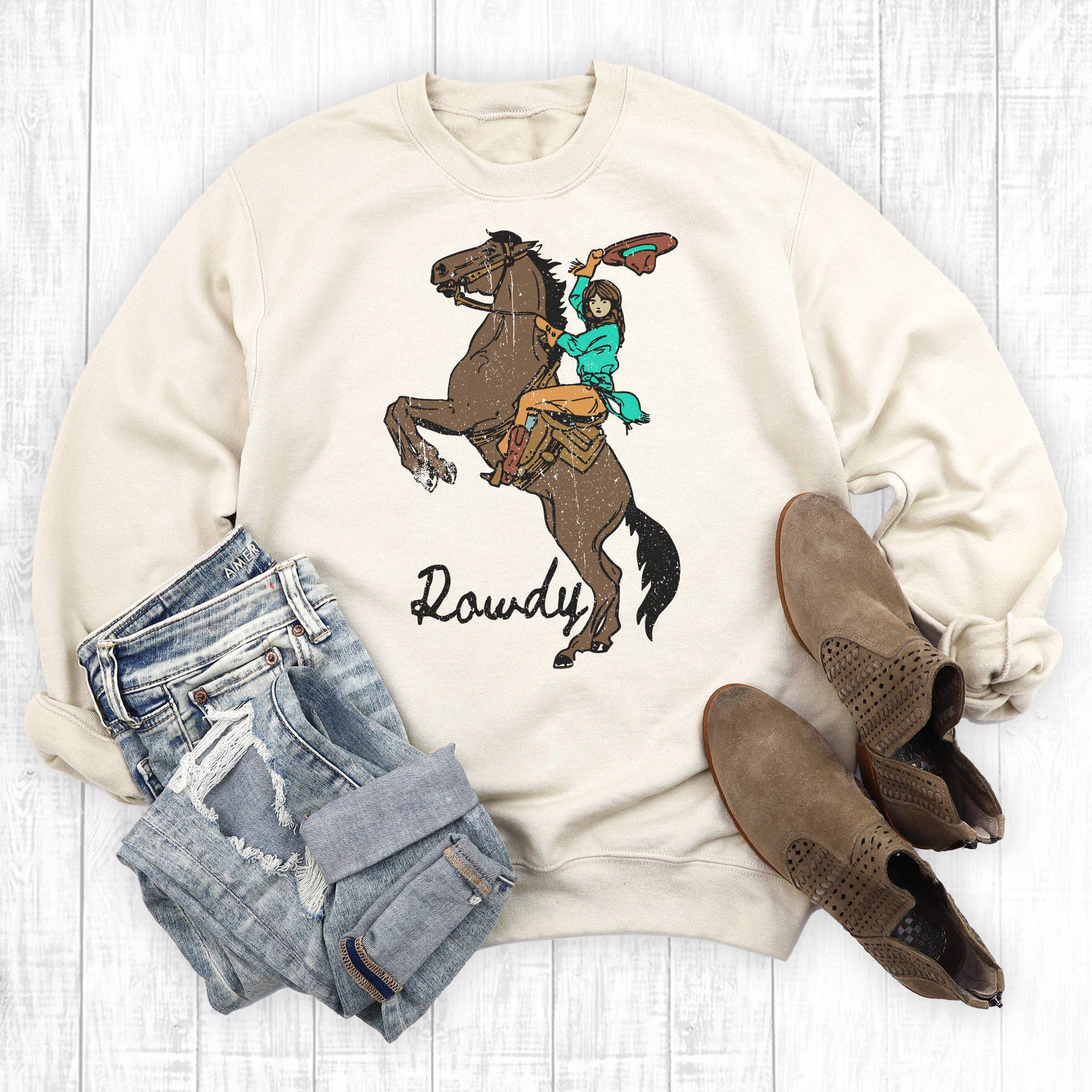 Western Rowdy Rodeo Cowgirl Sweatshirt T-Shirts, Hoodie | PodTeesHub.com