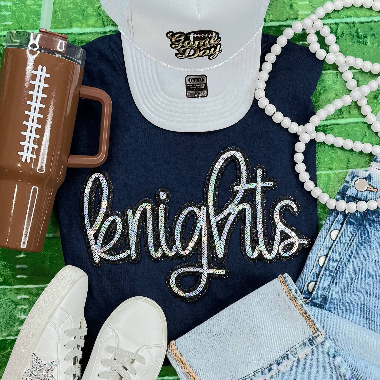 Knights Sequin Patch Navy Everyday Tee Hoodie, Sweatshirt | PodTeesHub.com