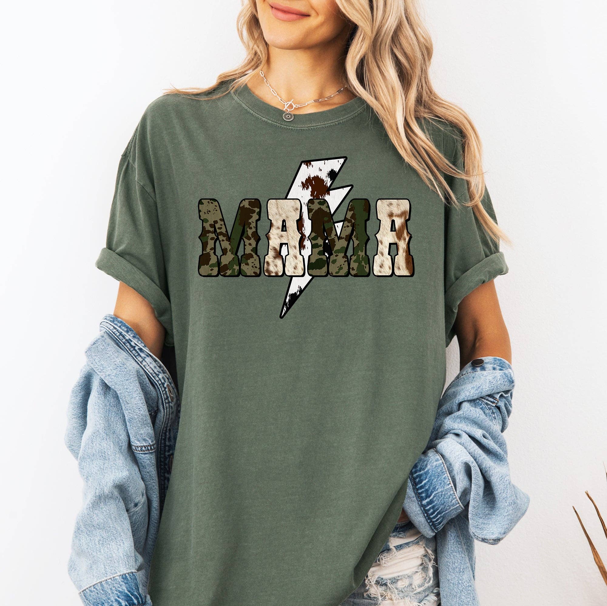 Mama, Cow, Checkered, Lightning Bolt Mother's Day Tshirt Hoodie, Sweatshirt | PodTeesHub.com