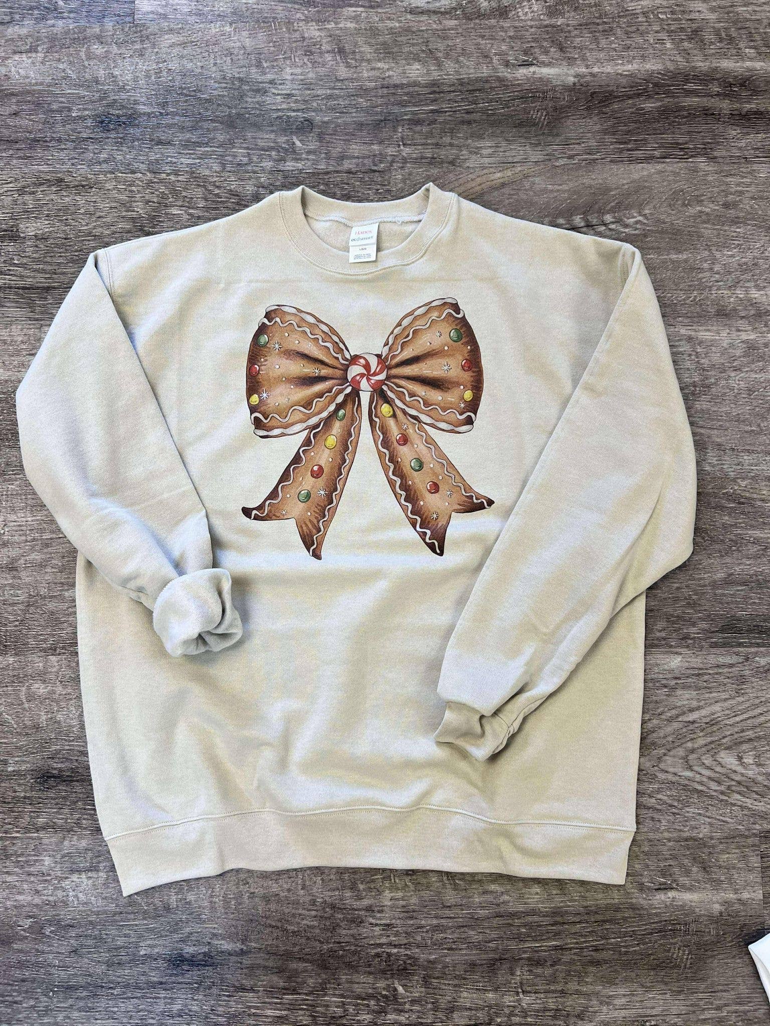 Gingerbread Christmas Bow On Sand Sweatshirt T-Shirts, Hoodie | PodTeesHub.com