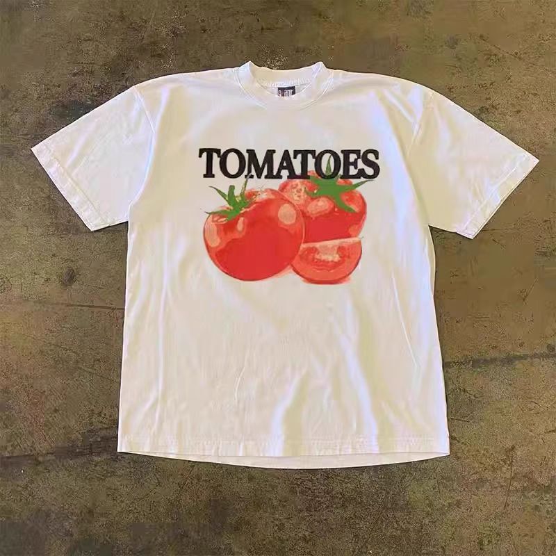 Vintage Tomato Print Loose Casual Retro T Shirt Hoodie, Sweatshirt | PodTeesHub.com