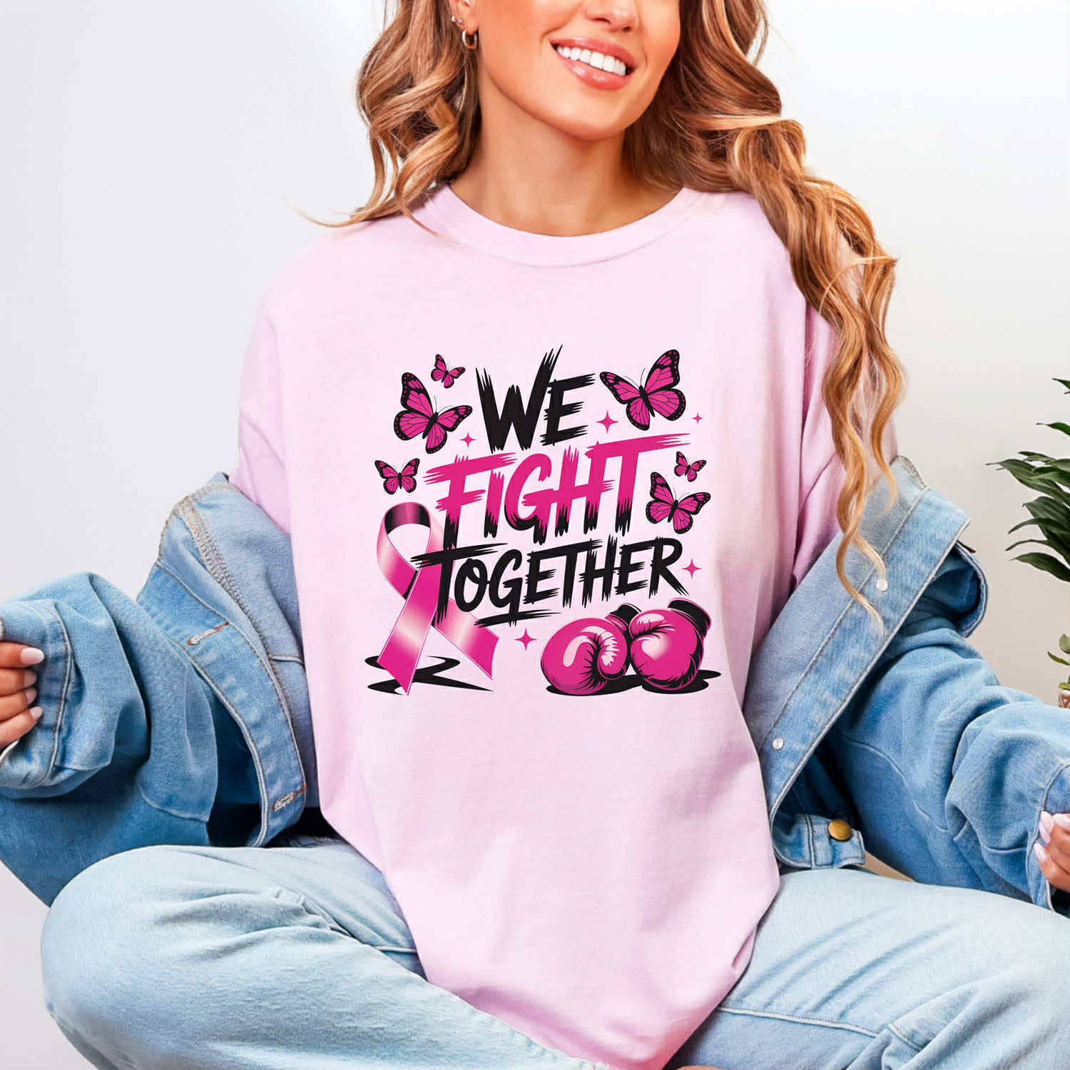 We Fight Together Breast Cancer Awareness Tee Hoodie, Sweatshirt | PodTeesHub.com