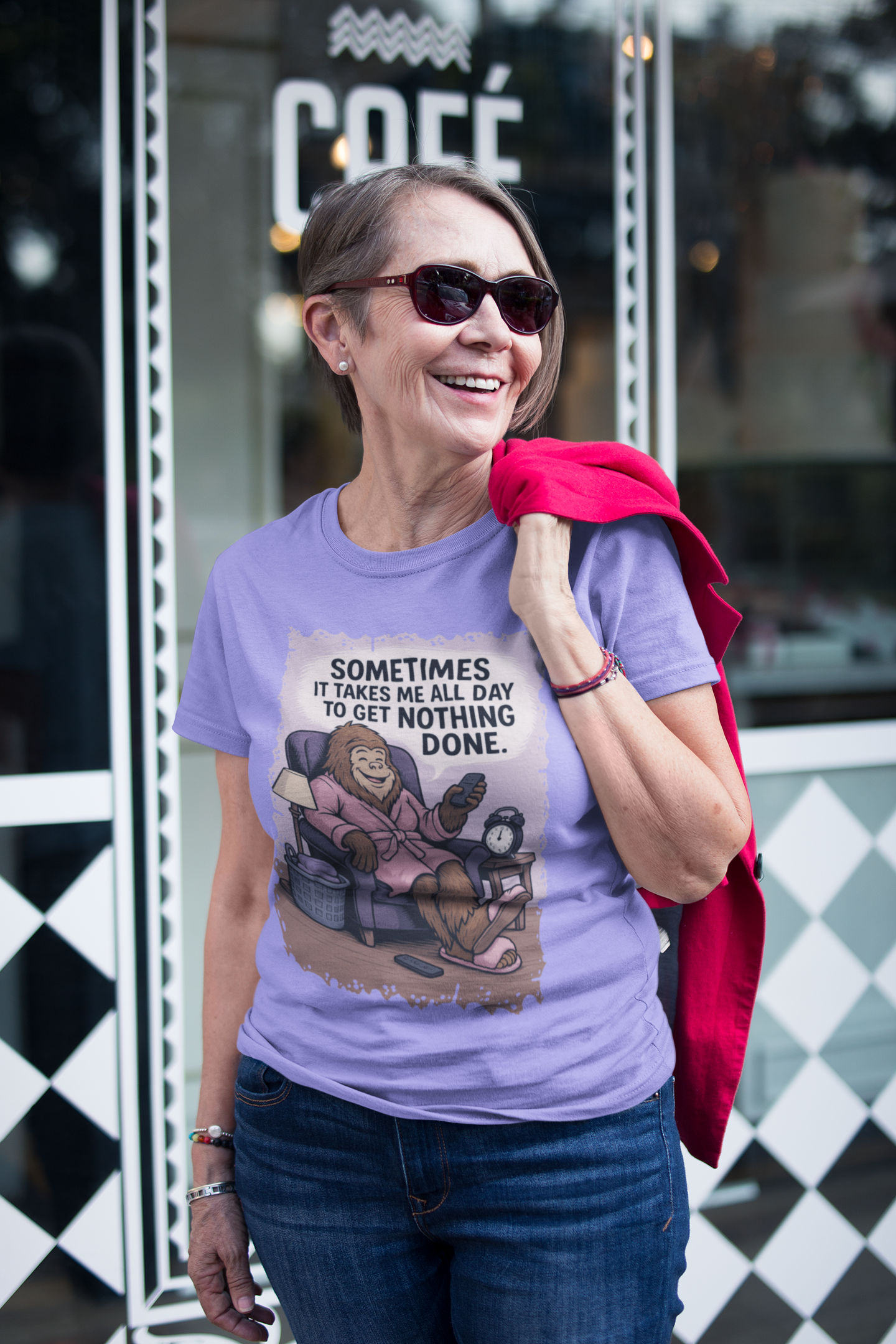 Sometimes It Takes All Day - Female Bigfoot Shirt - Violet Hoodie, Sweatshirt | PodTeesHub.com