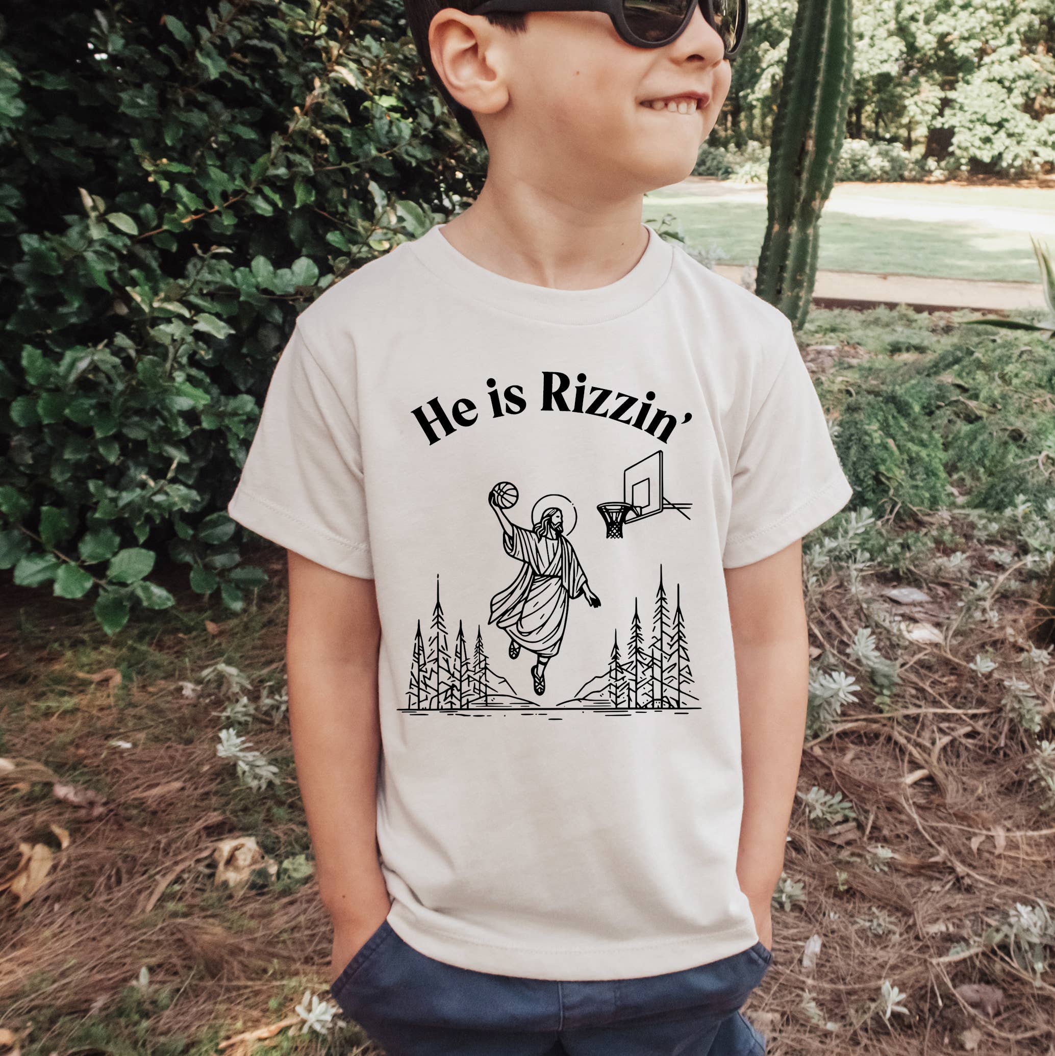 He Is Rizzin' Kid's Tee Shirt, Kids Easter Shirt, Easter Tee Hoodie, Sweatshirt | PodTeesHub.com