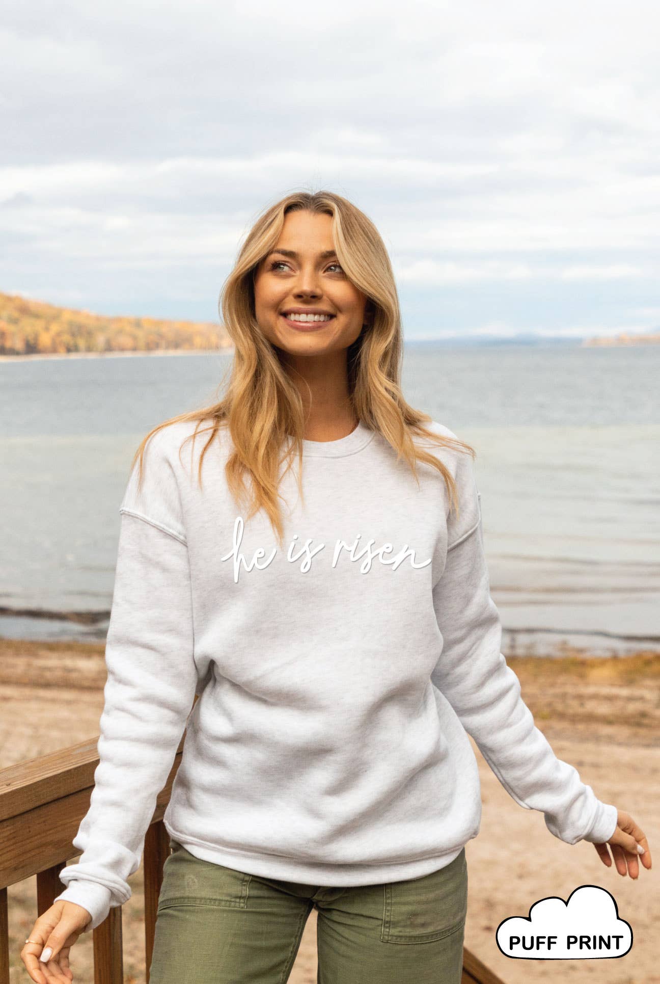 He Is Risen Puff Graphic Sweatshirt T-Shirts, Hoodie | PodTeesHub.com