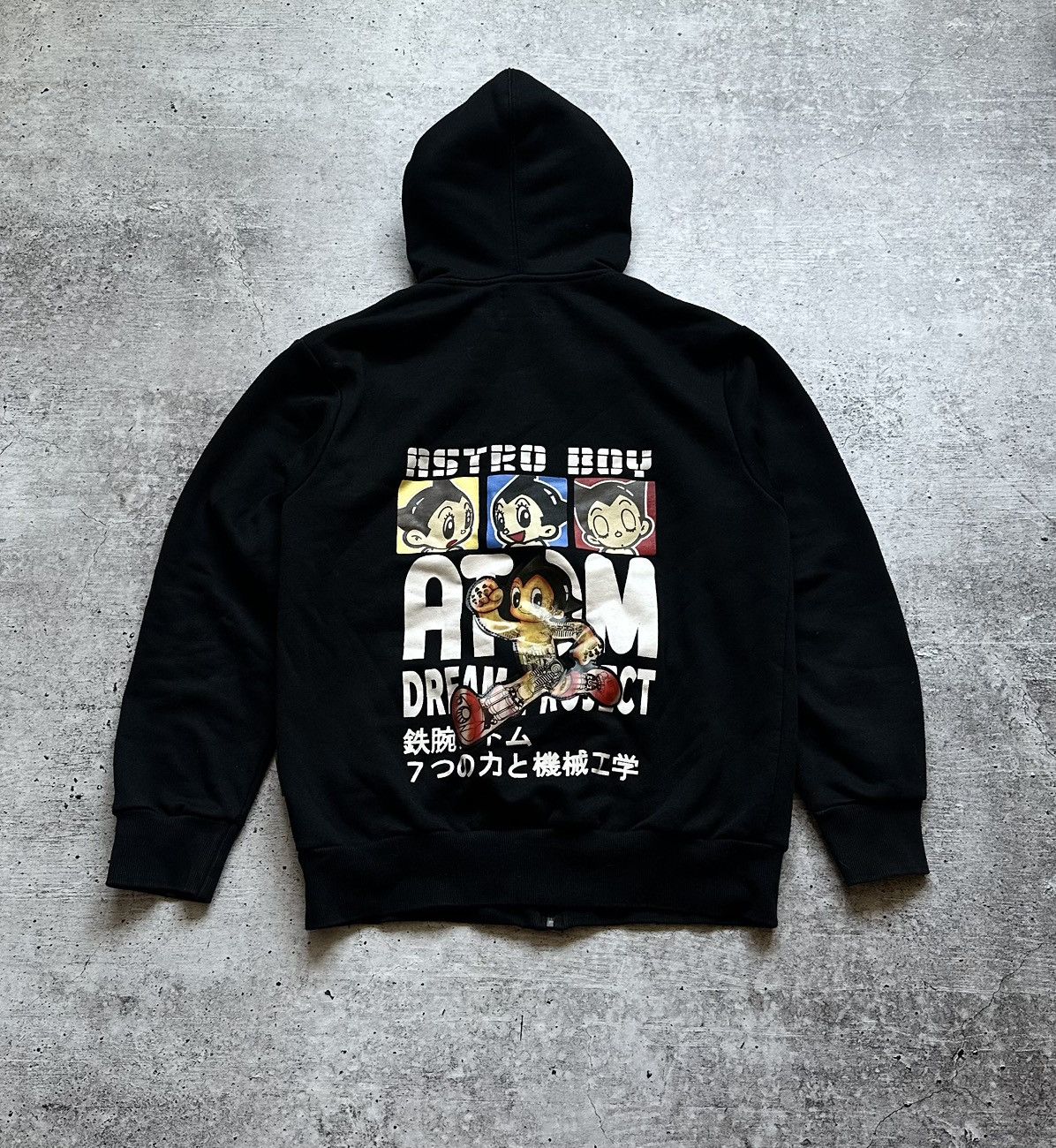 Anime Vintage Astro Boy Atom Holographic Logo Full Zip Hoodie T-Shirts, Sweatshirt | PodTeesHub.com