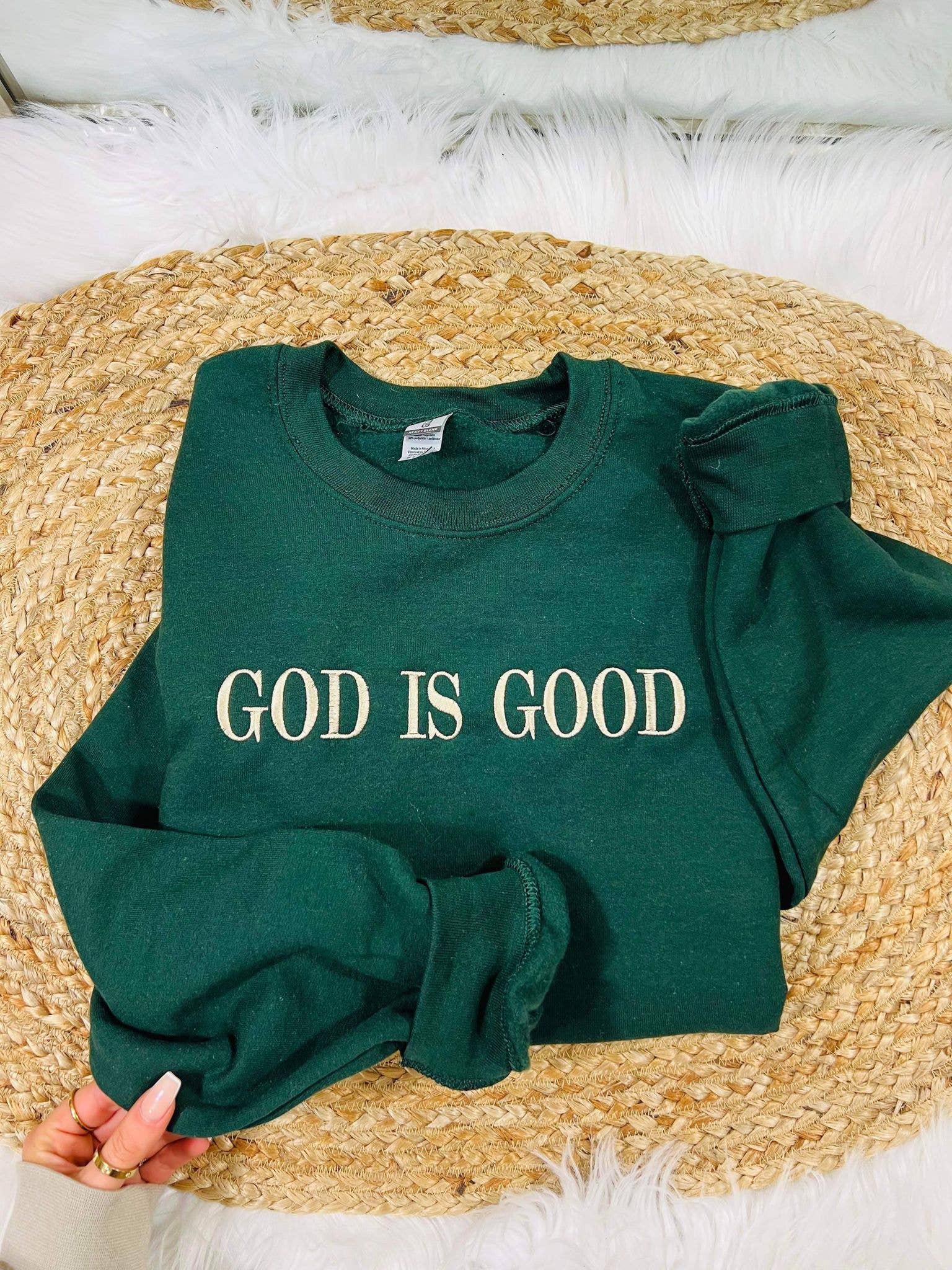 God Is Good Simple Embroidered Sweatshirt T-Shirts, Hoodie | PodTeesHub.com