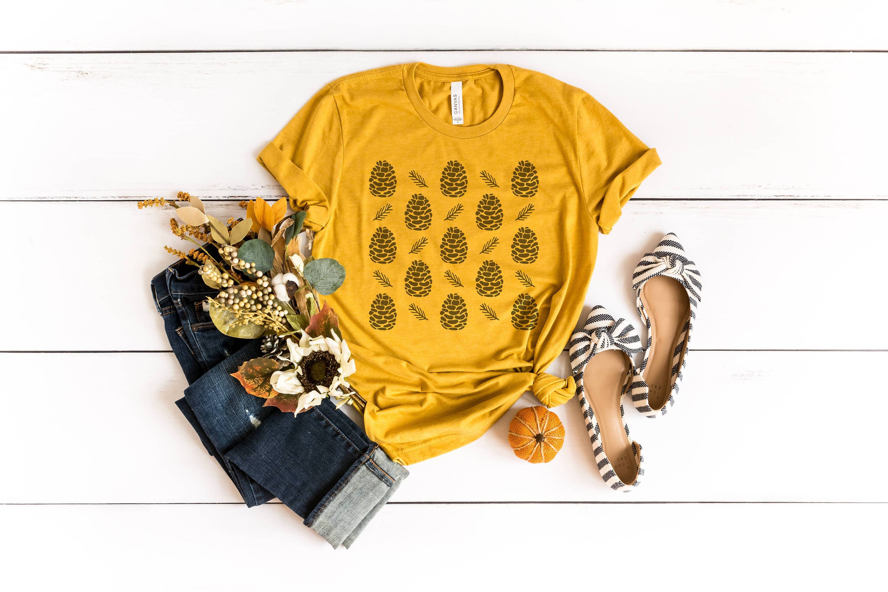 Pinecone Pattern Tee | Botanical Tees Hoodie, Sweatshirt | PodTeesHub.com