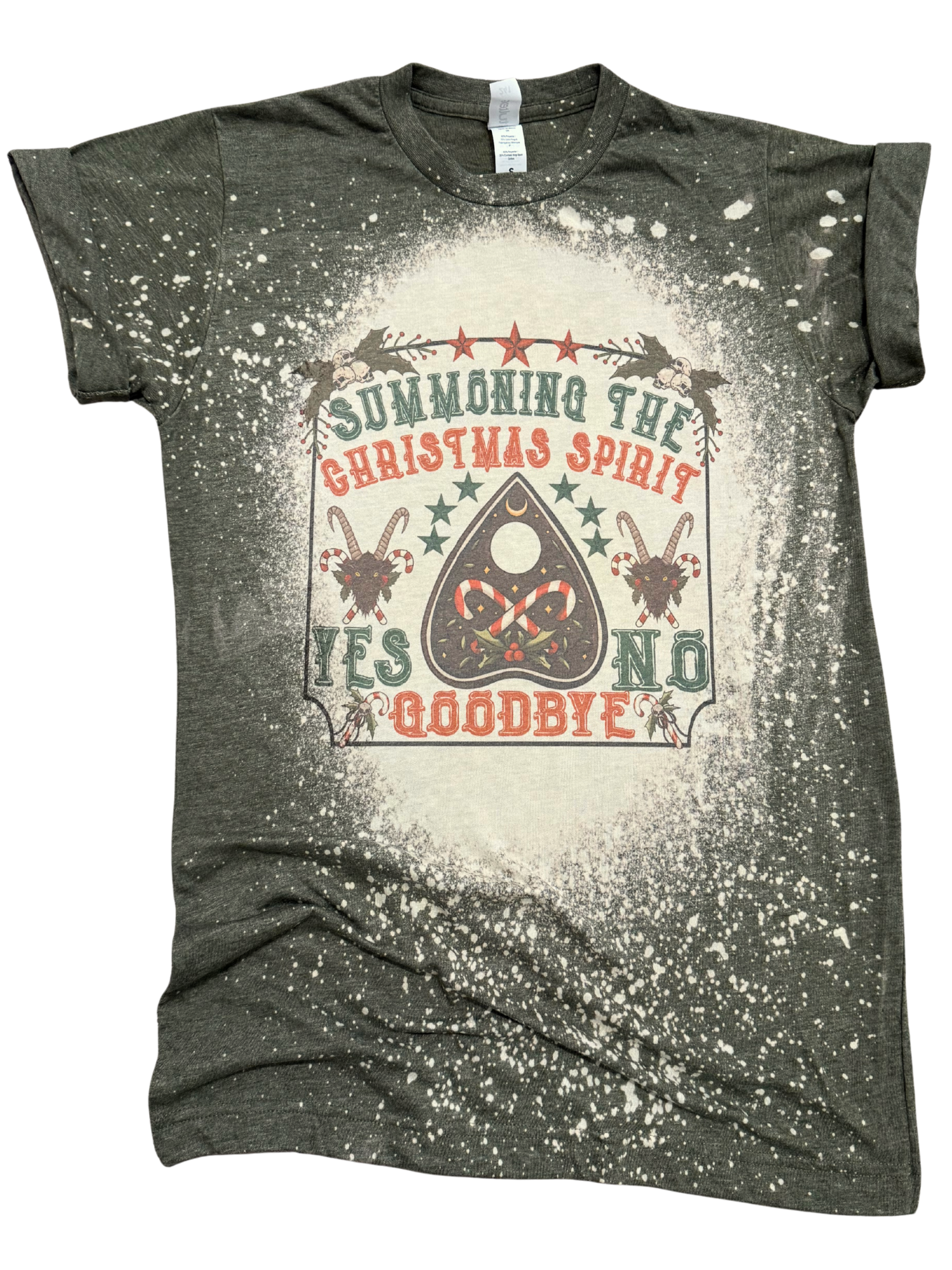 Summoning the Christmas Spirit – Holiday Bleached Tee Hoodie, Sweatshirt | PodTeesHub.com