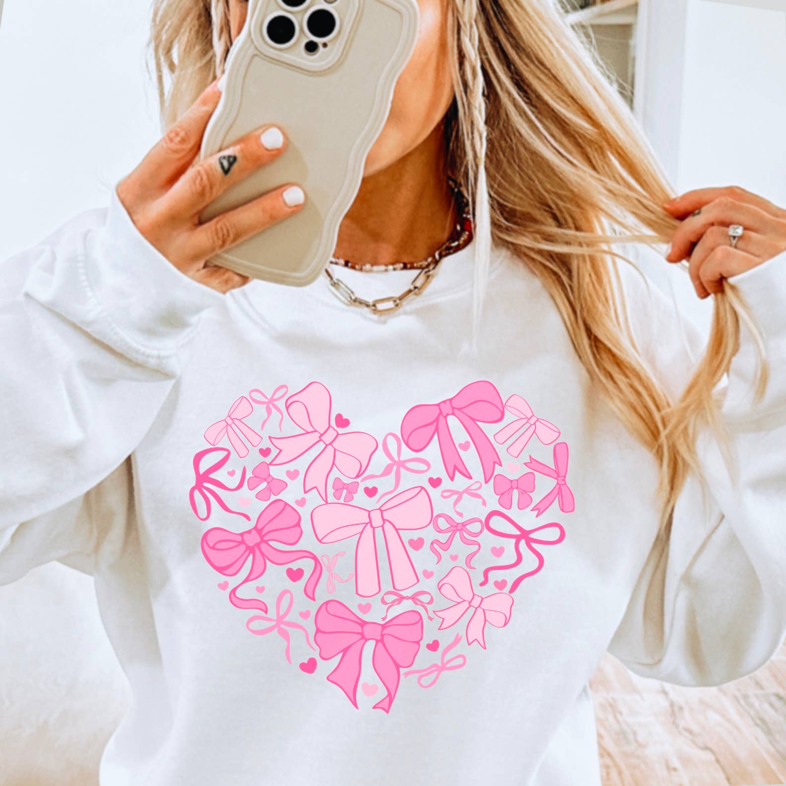Heart of Coquette Bows Sweatshirt | Screen Print Sweatshirt T-Shirts, Hoodie | PodTeesHub.com